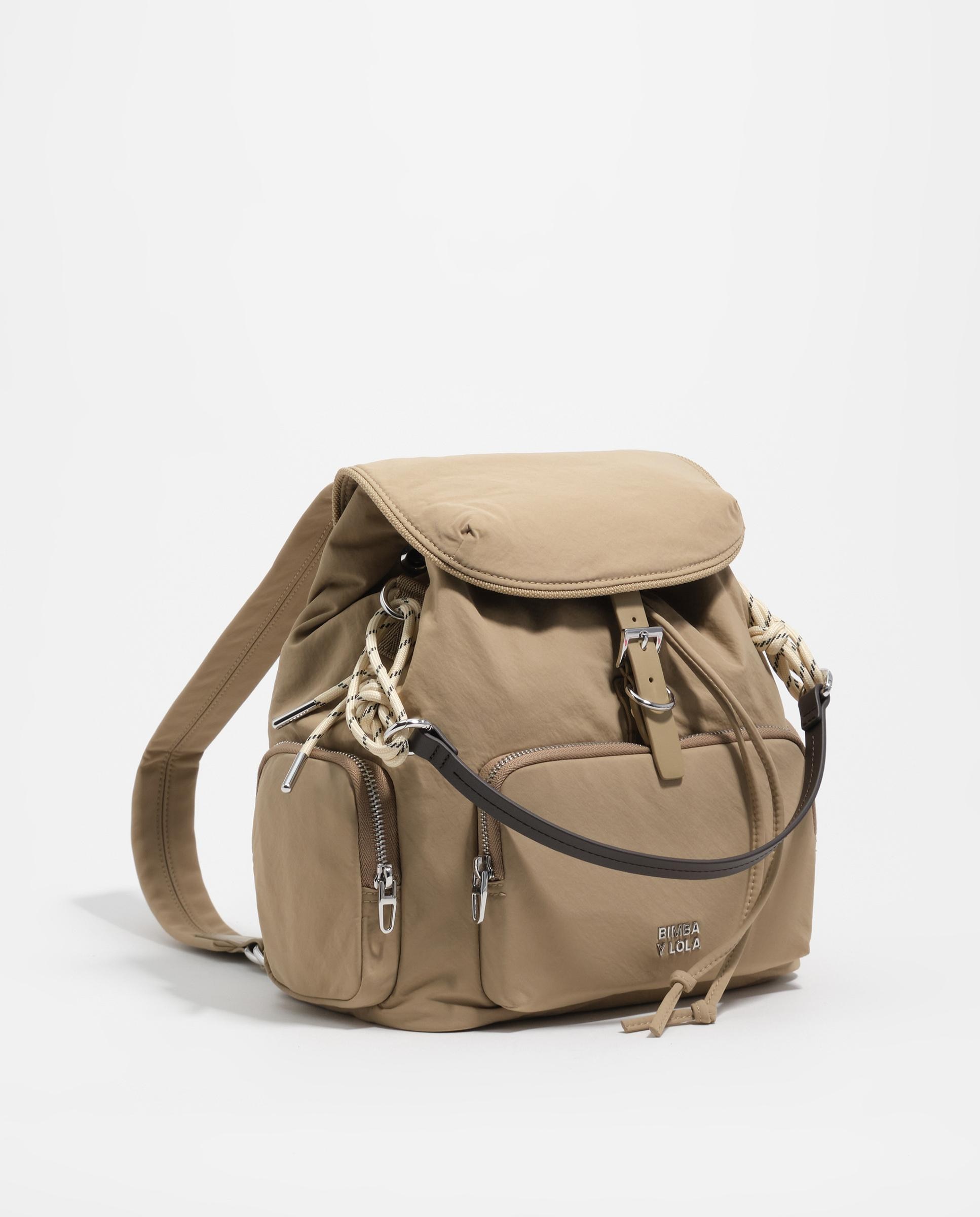 Mochila Pocket Nylon Castanho-2