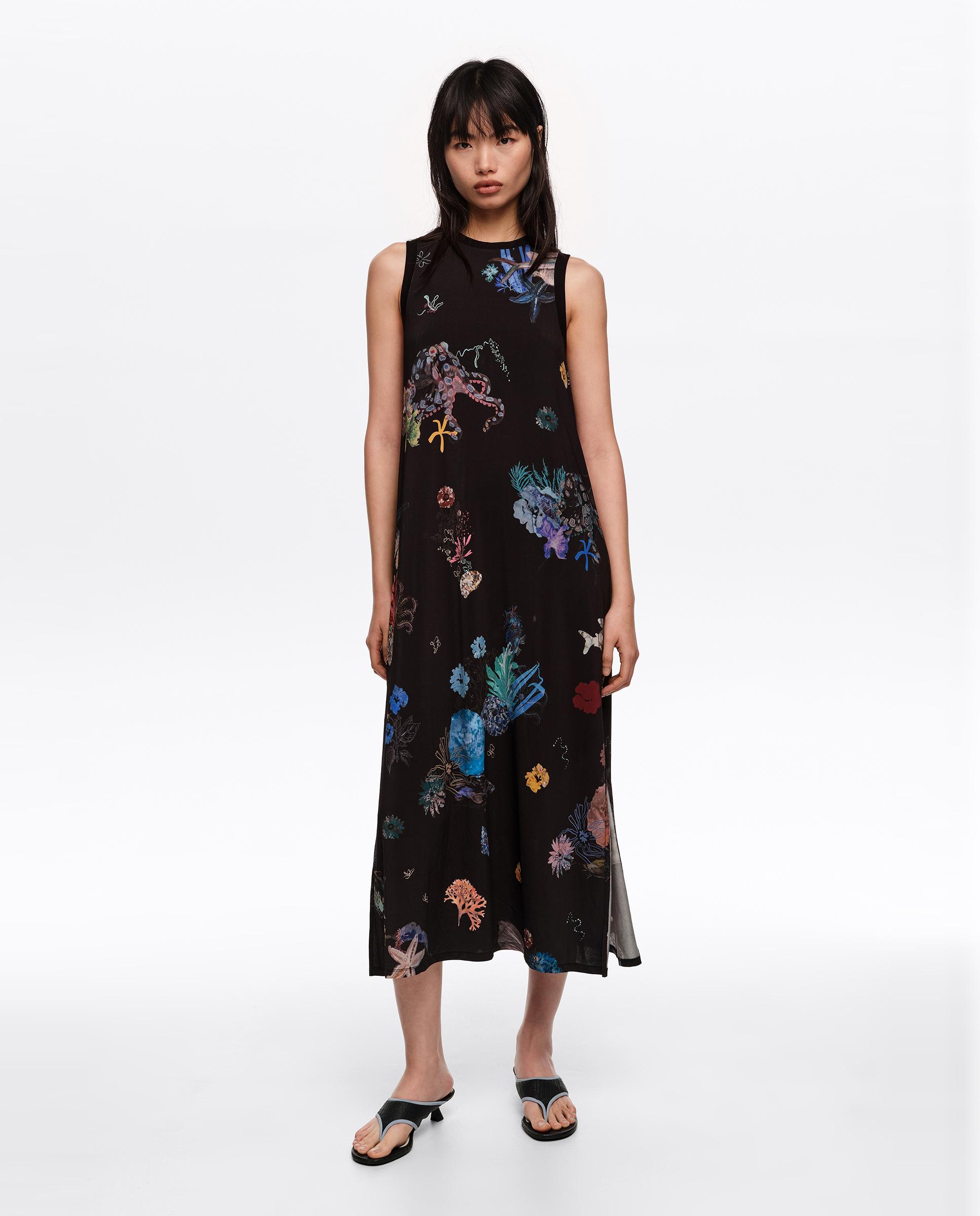 Imagem 0 de Vestido Midi Fluido com Estampados