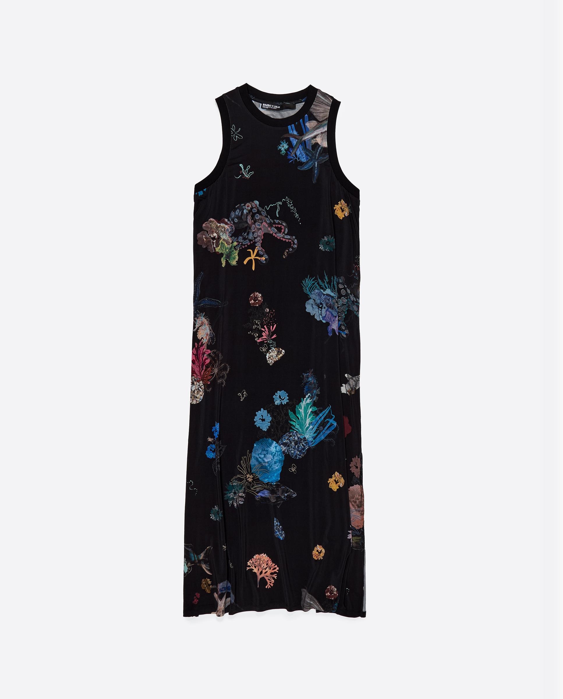 Vestido Midi Fluido com Estampados Preto-5