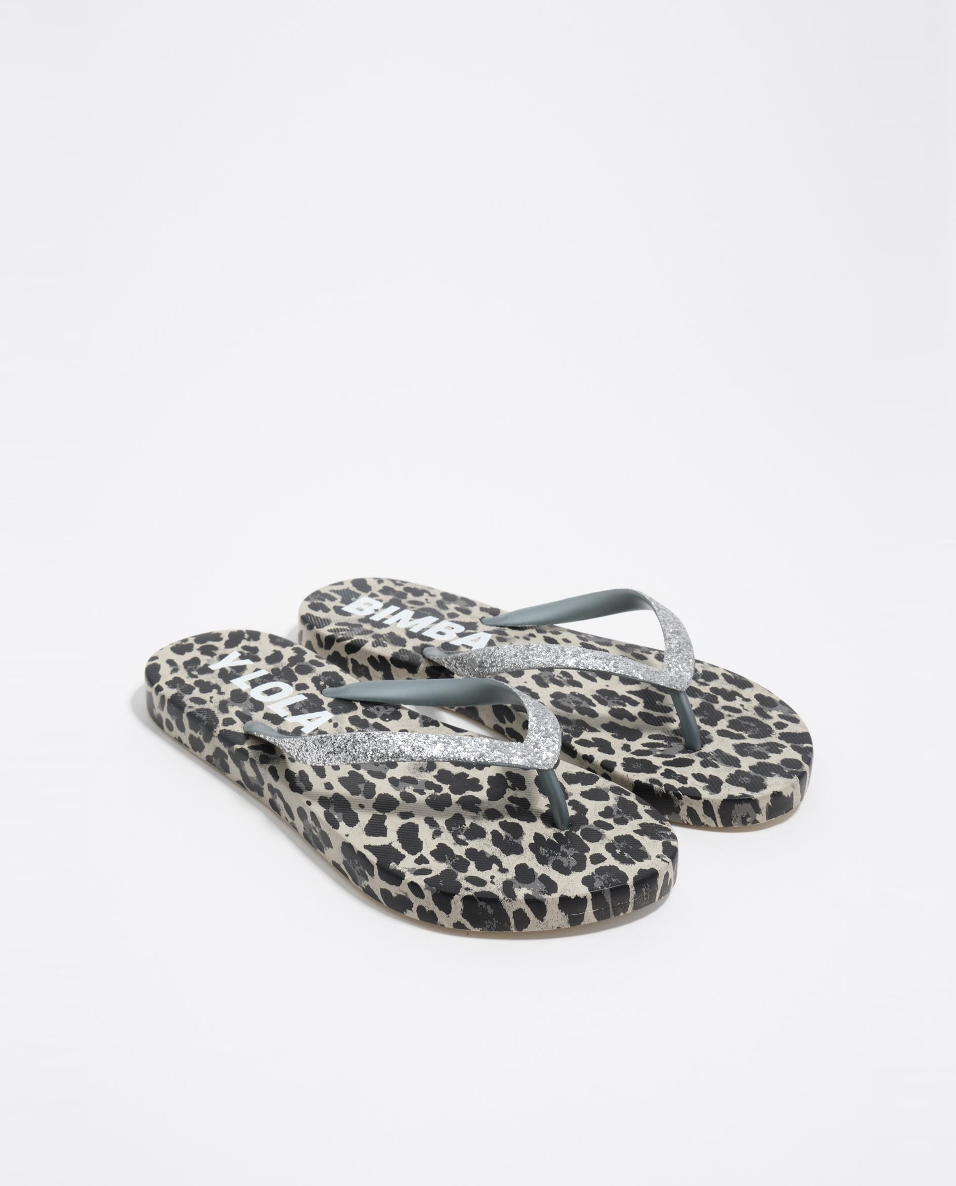 Chinelos Flip Flop Leopard Cinzento-2