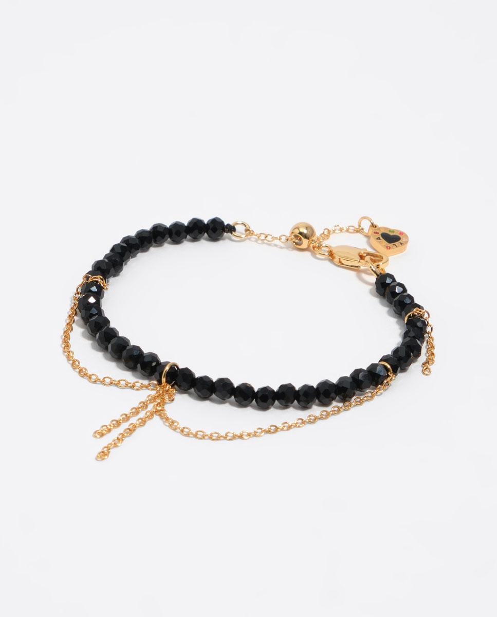 Pulseira Cristais e Correntes Preto-1