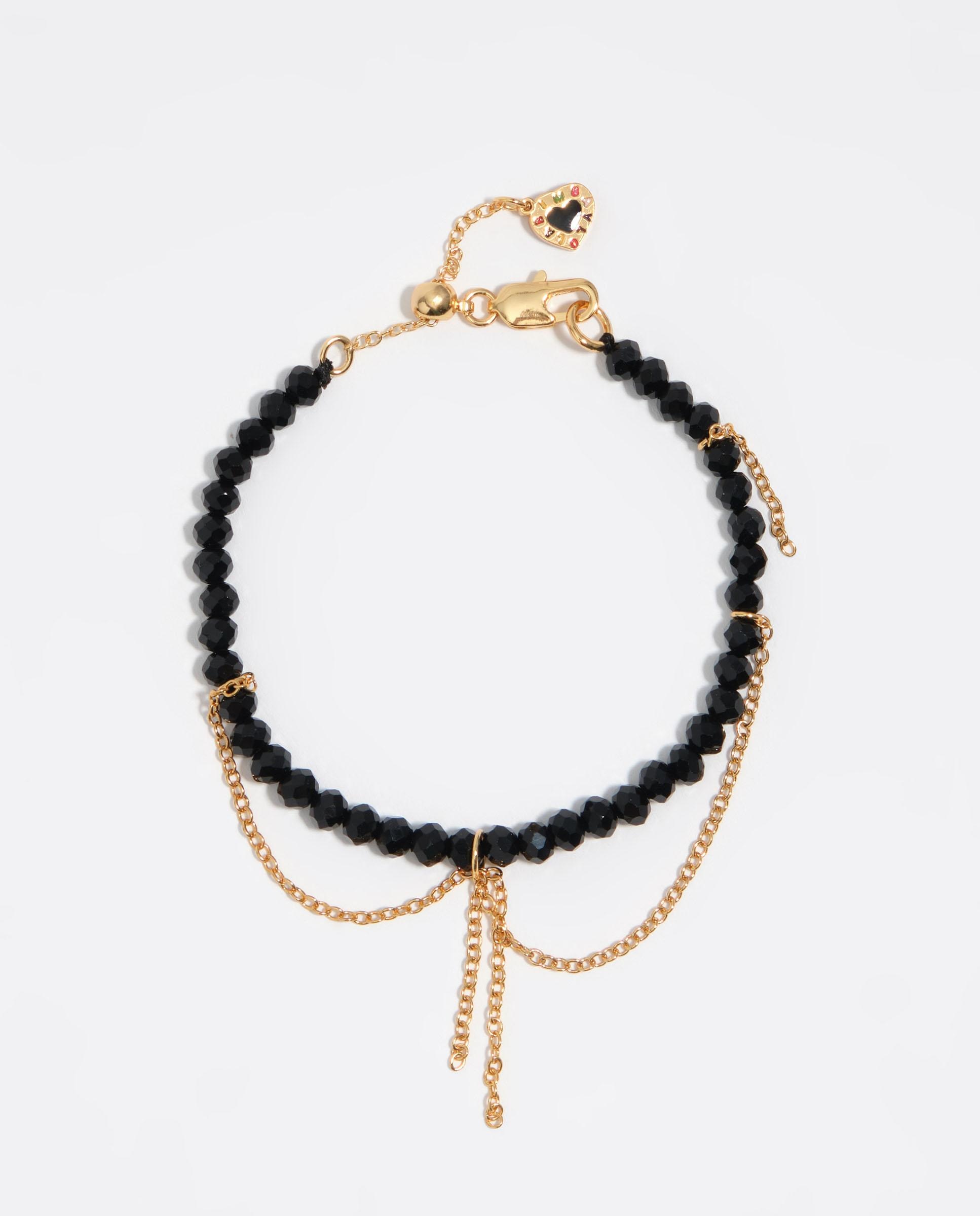 Pulseira Cristais e Correntes Preto-4