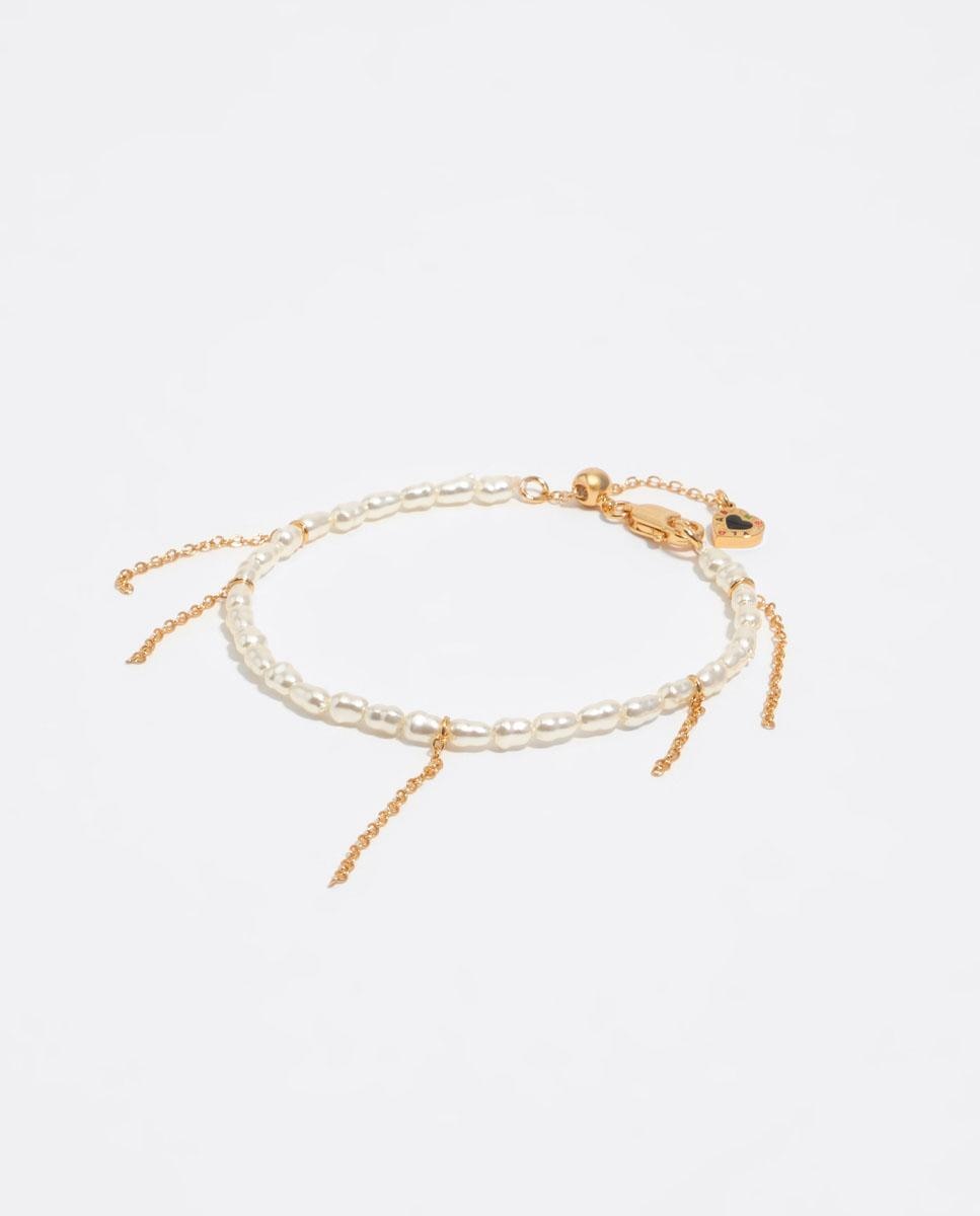 Pulseira Pérolas e Corrente Branco-1