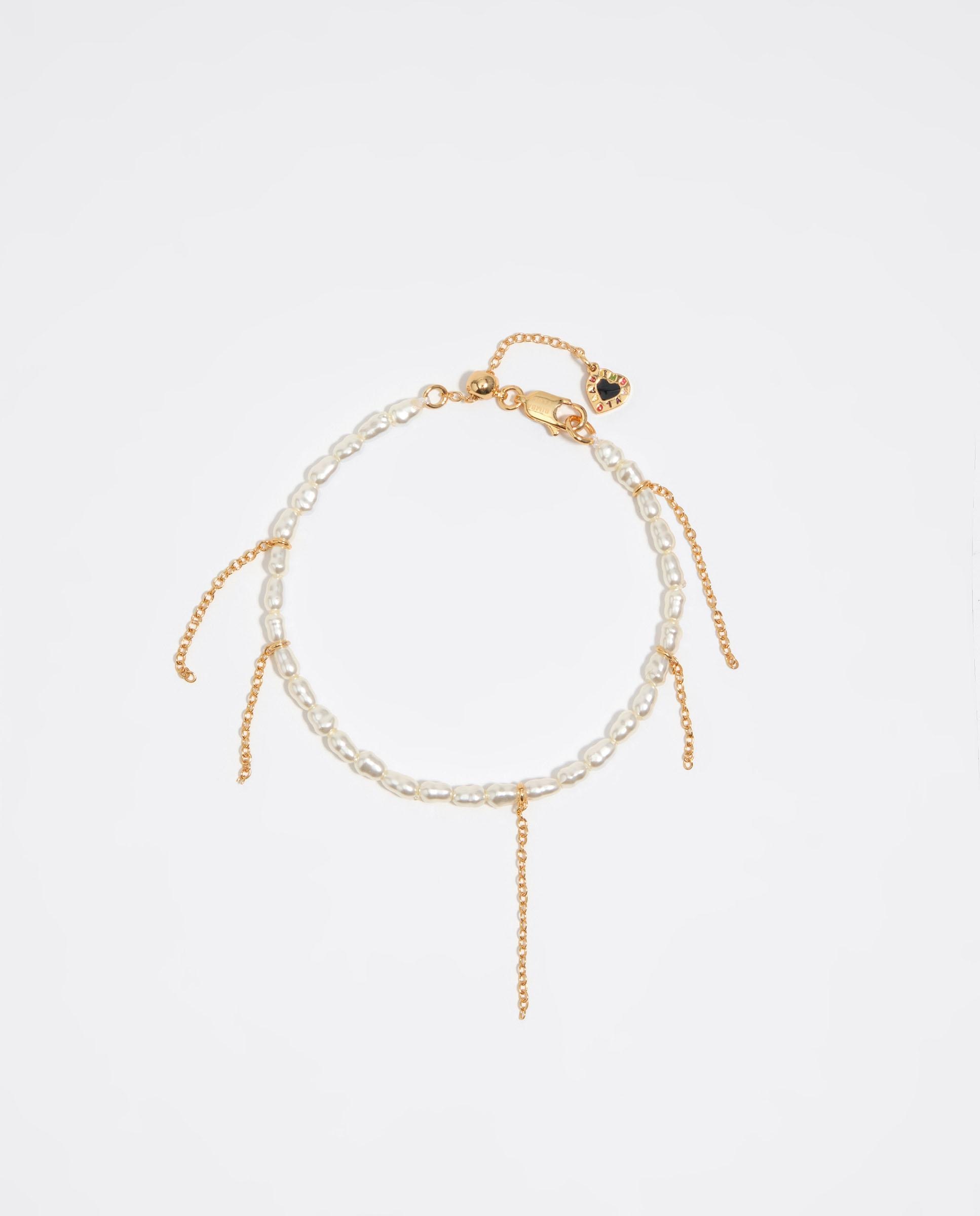 Pulseira Pérolas e Corrente Branco-4