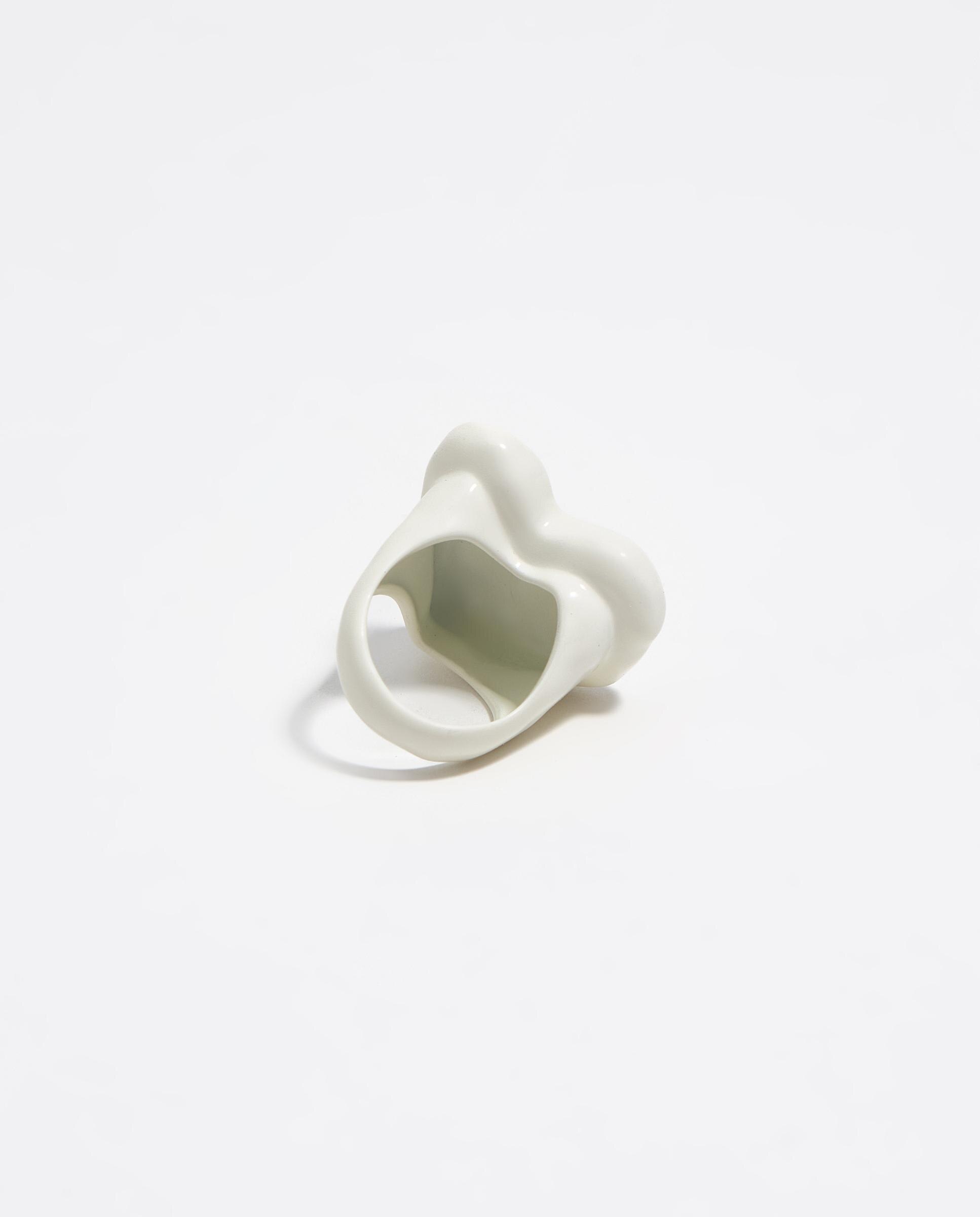 Anel em Forma de Coração Lacado Branco-4