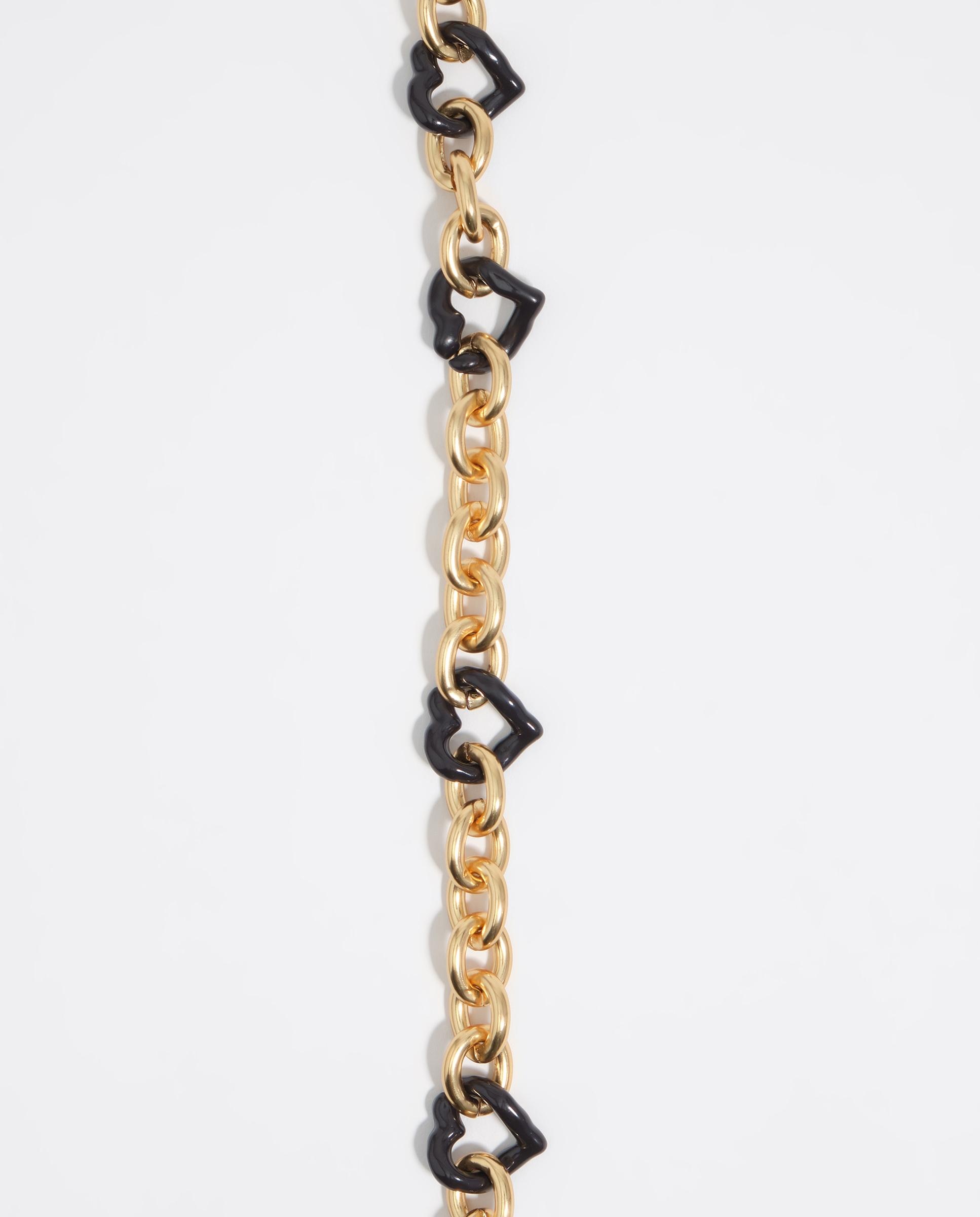 Colar de Elos Dourado com Corações Preto-3