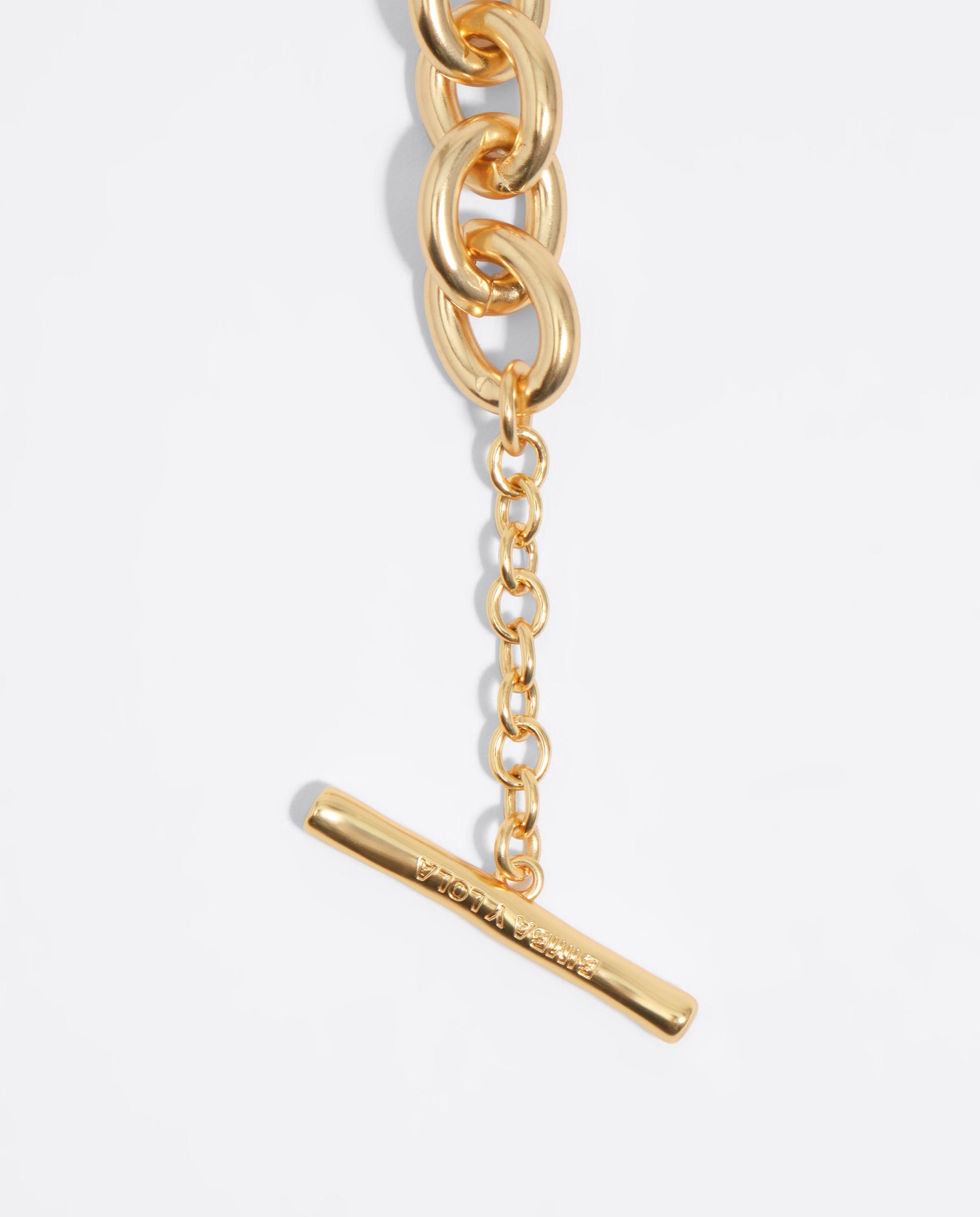 Colar de Elos Dourado com Corações Preto-4