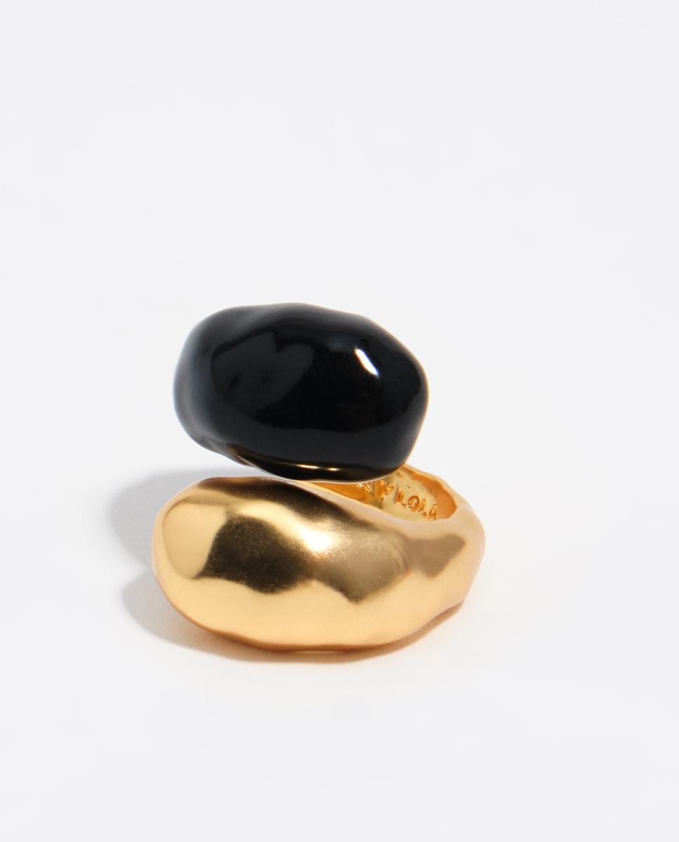 Imagem 0 de Anel Cruzado com Textura em Dourado