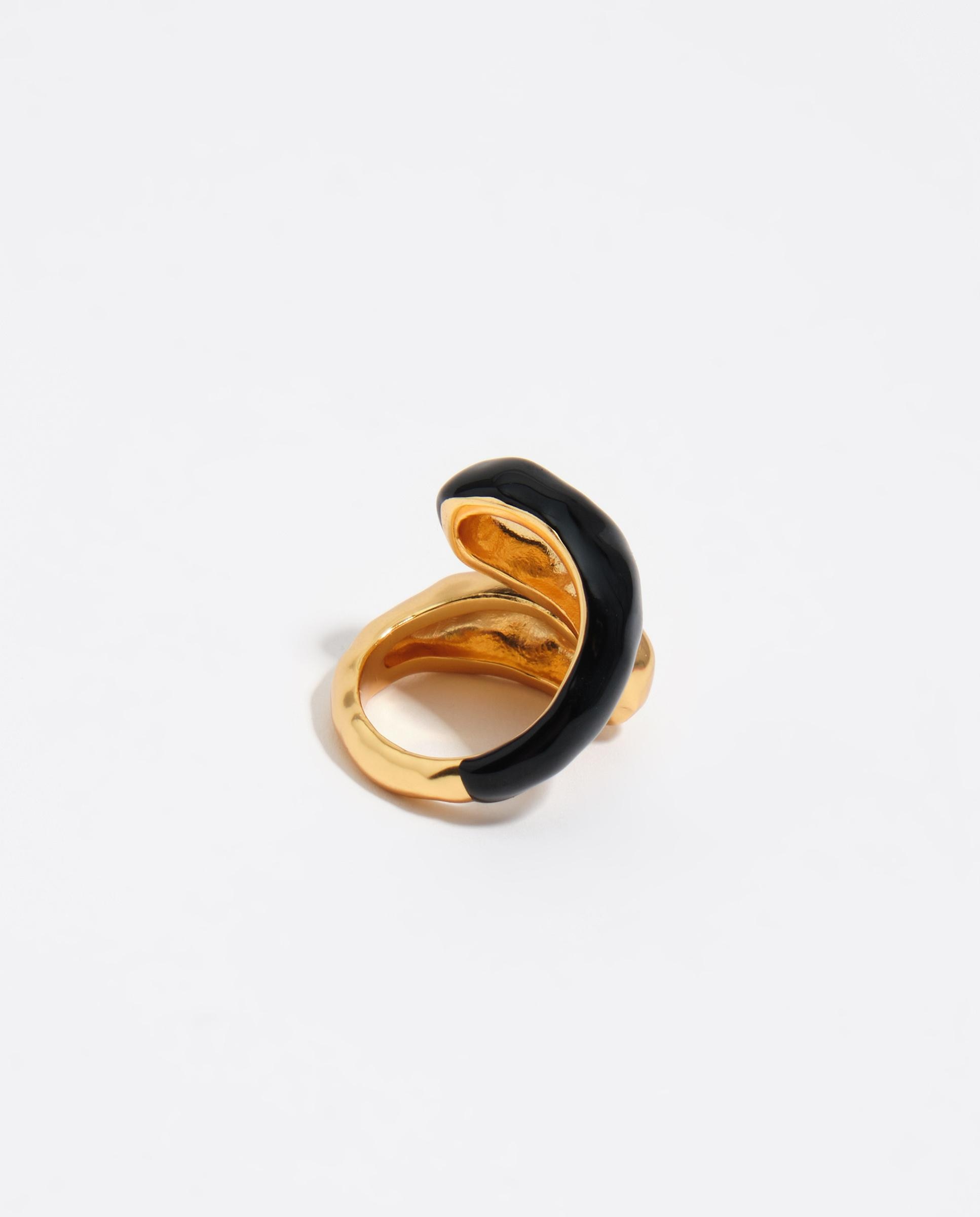 Anel Cruzado com Textura em Dourado Multicolor-4