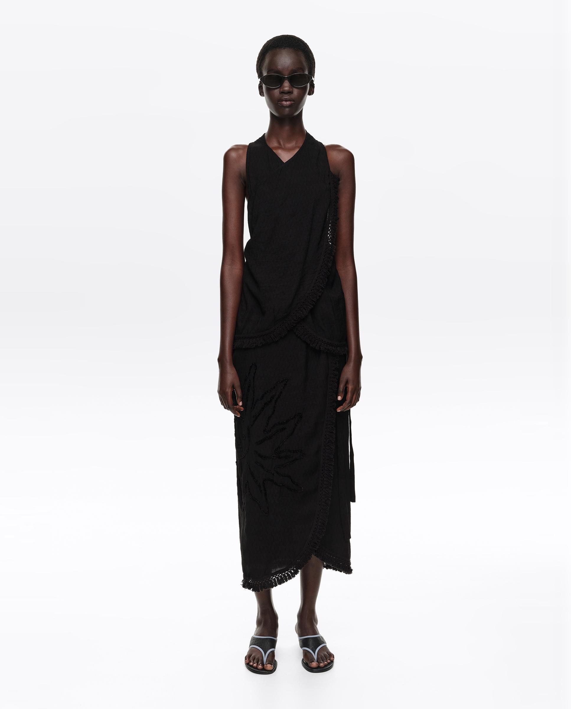 Imagem 0 de Vestido Midi Cruzado com Franjas