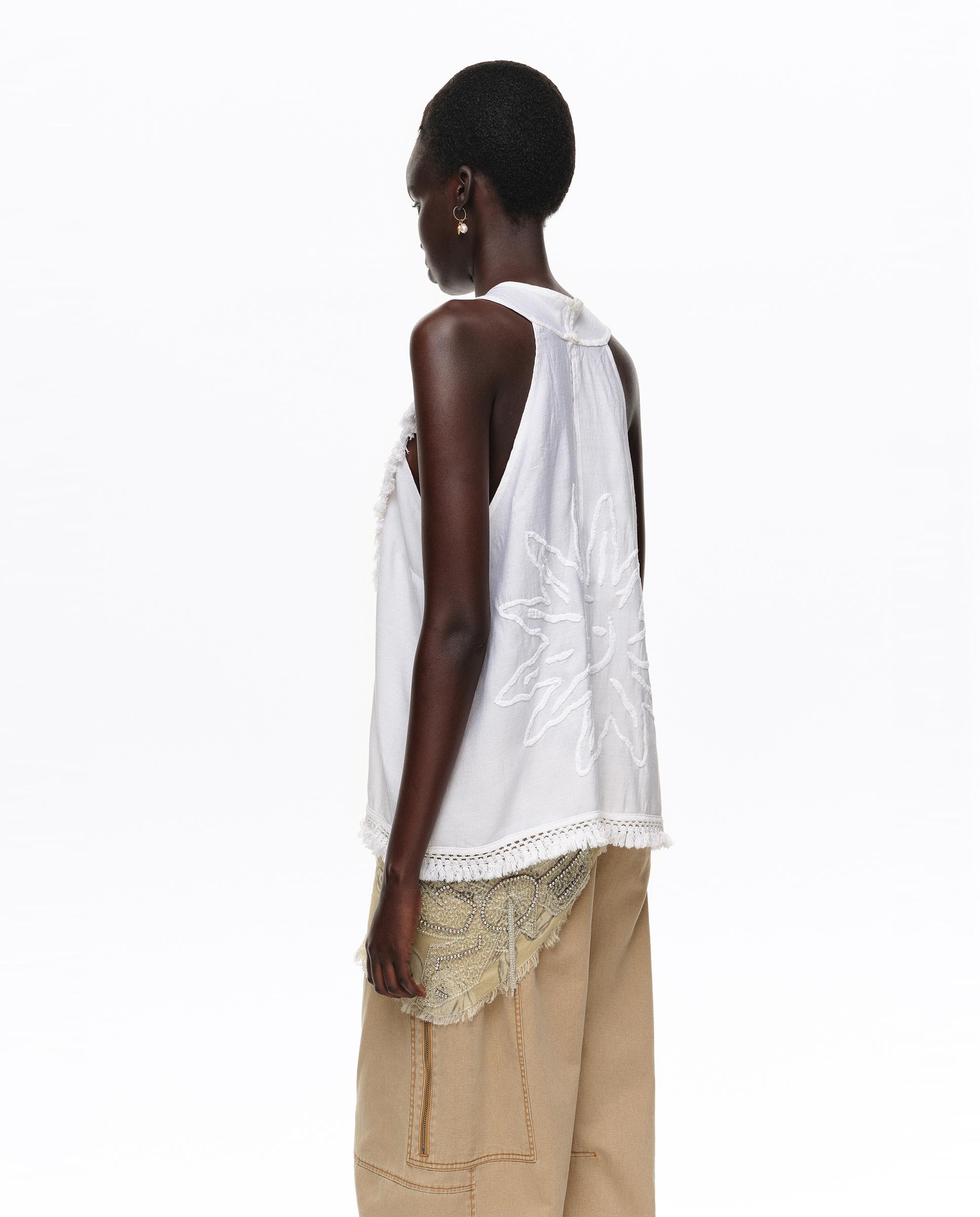 Top Cruzado com Detalhe de Franjas Branco-5