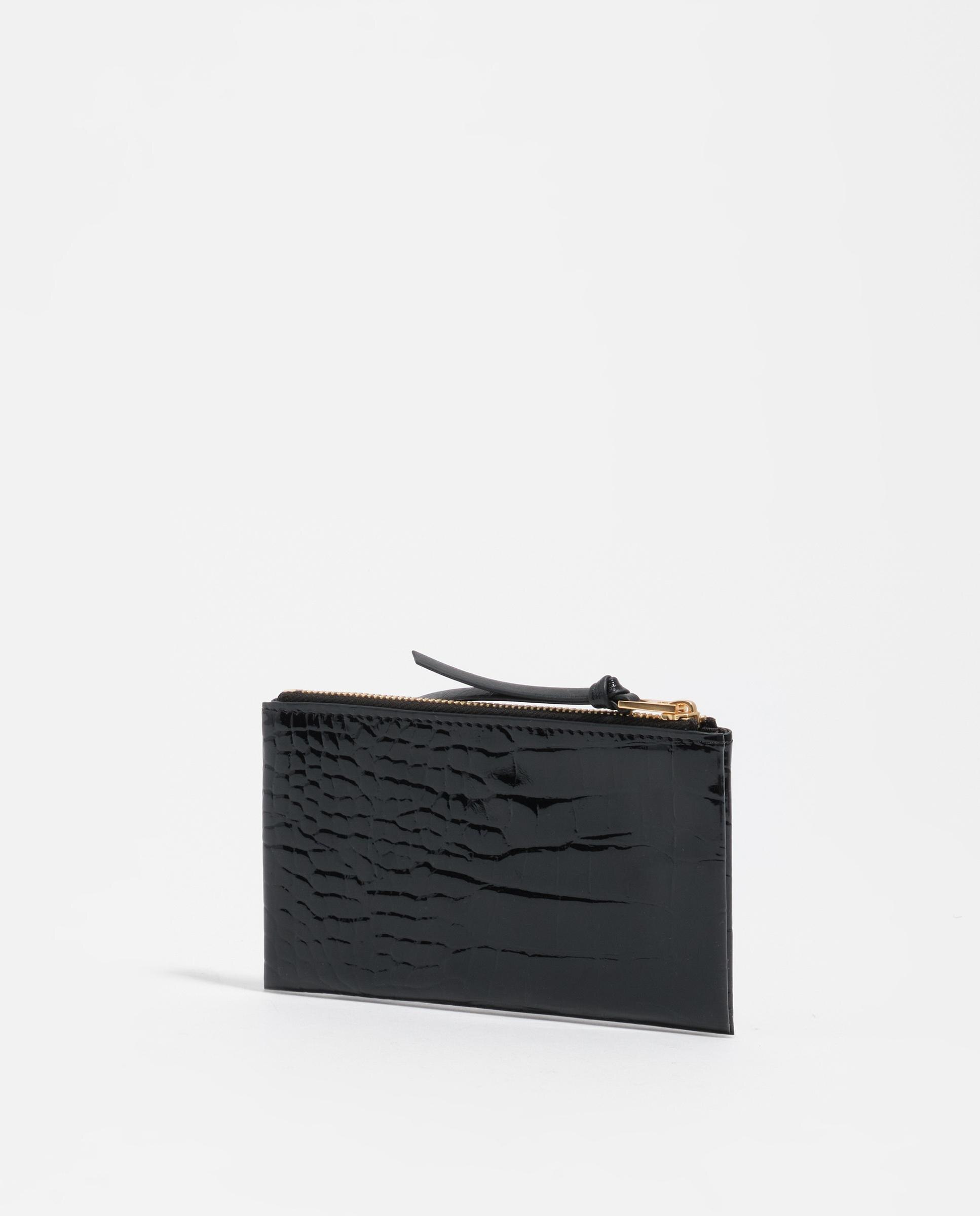 Porta-moedas Gravado Crocodilo com Fecho Zip Preto-5