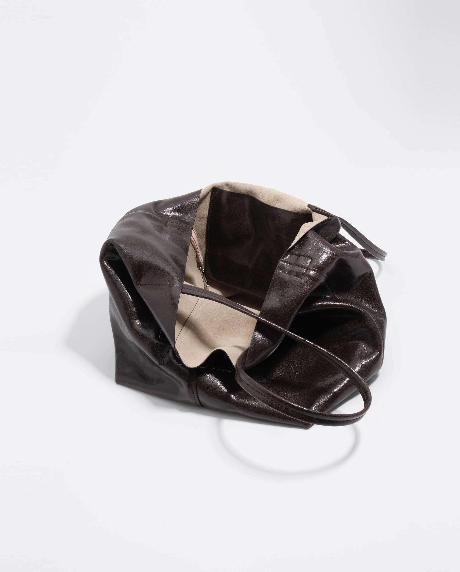 Mala de Ombro Shopper Grande Pele Chocolate-4