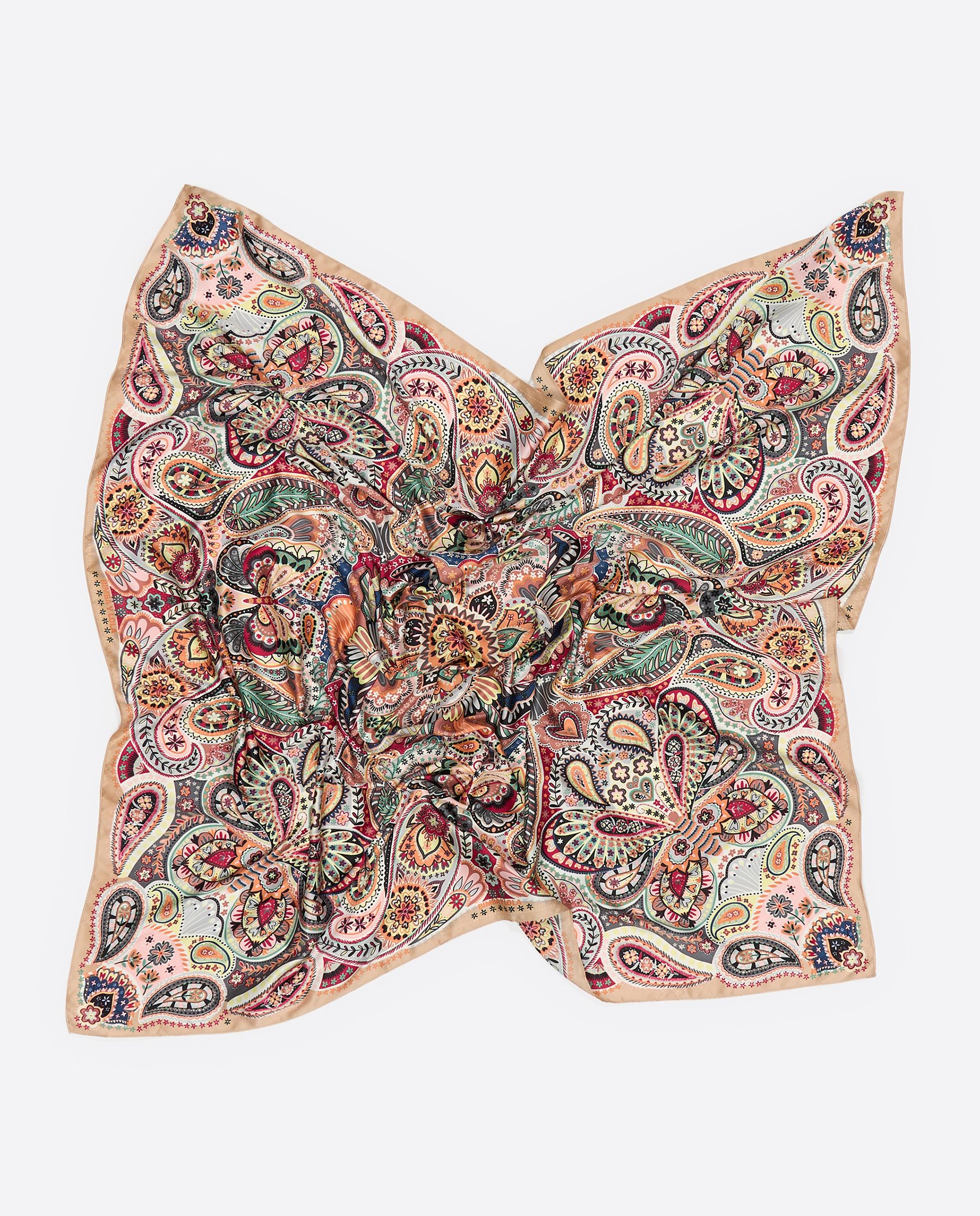 Lenço Quadrado com Estampado Paisley Rosa-2