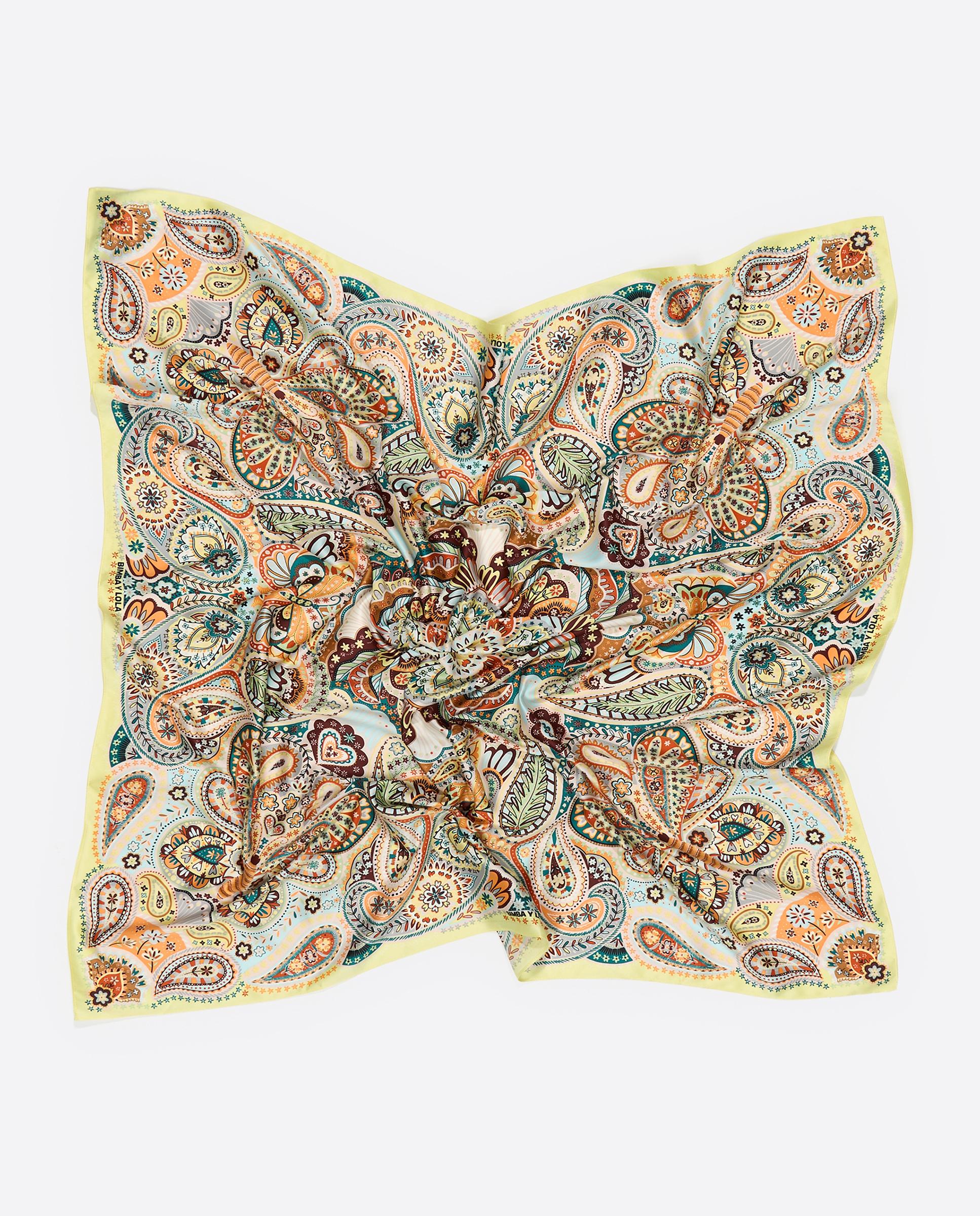 Lenço Quadrado com Estampado Paisley Amarelo-2