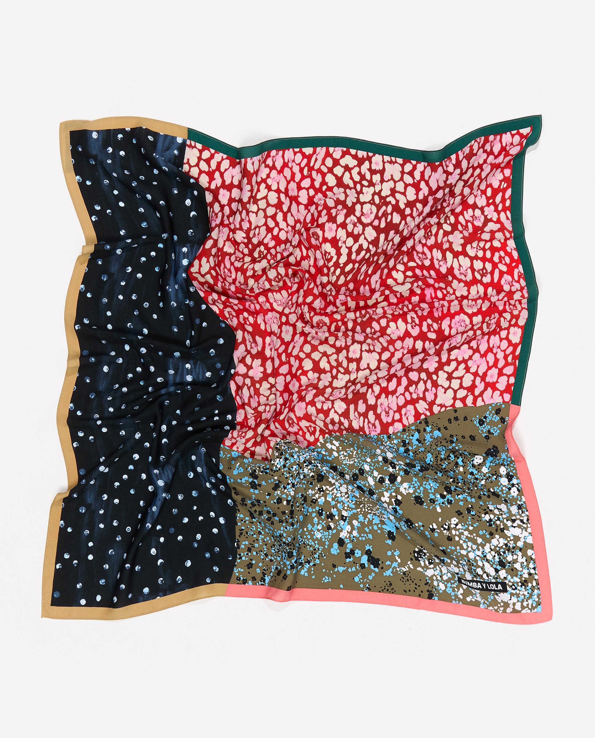 Écharpe Quadrada Patchwork S Vermelho / Preto-2