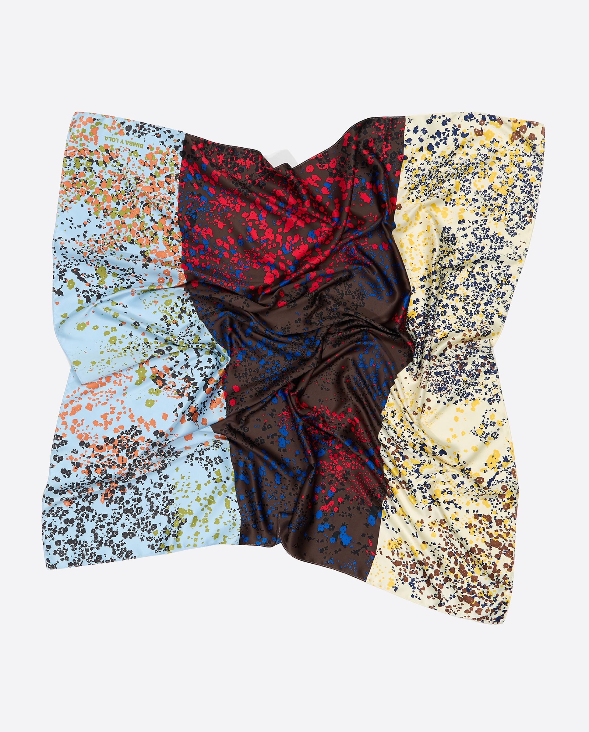 Écharpe Quadrada Patchwork com Flores Multicolor-2