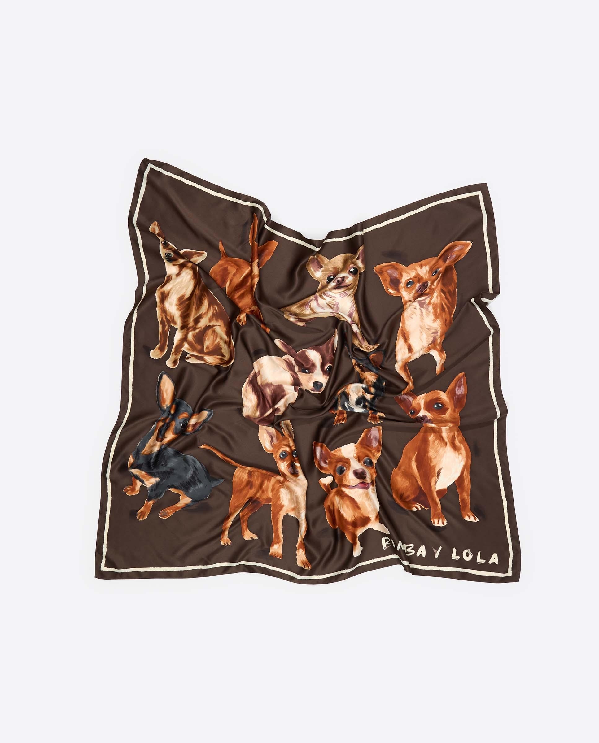 Écharpe Estampada Chihuahuas Castanho-2