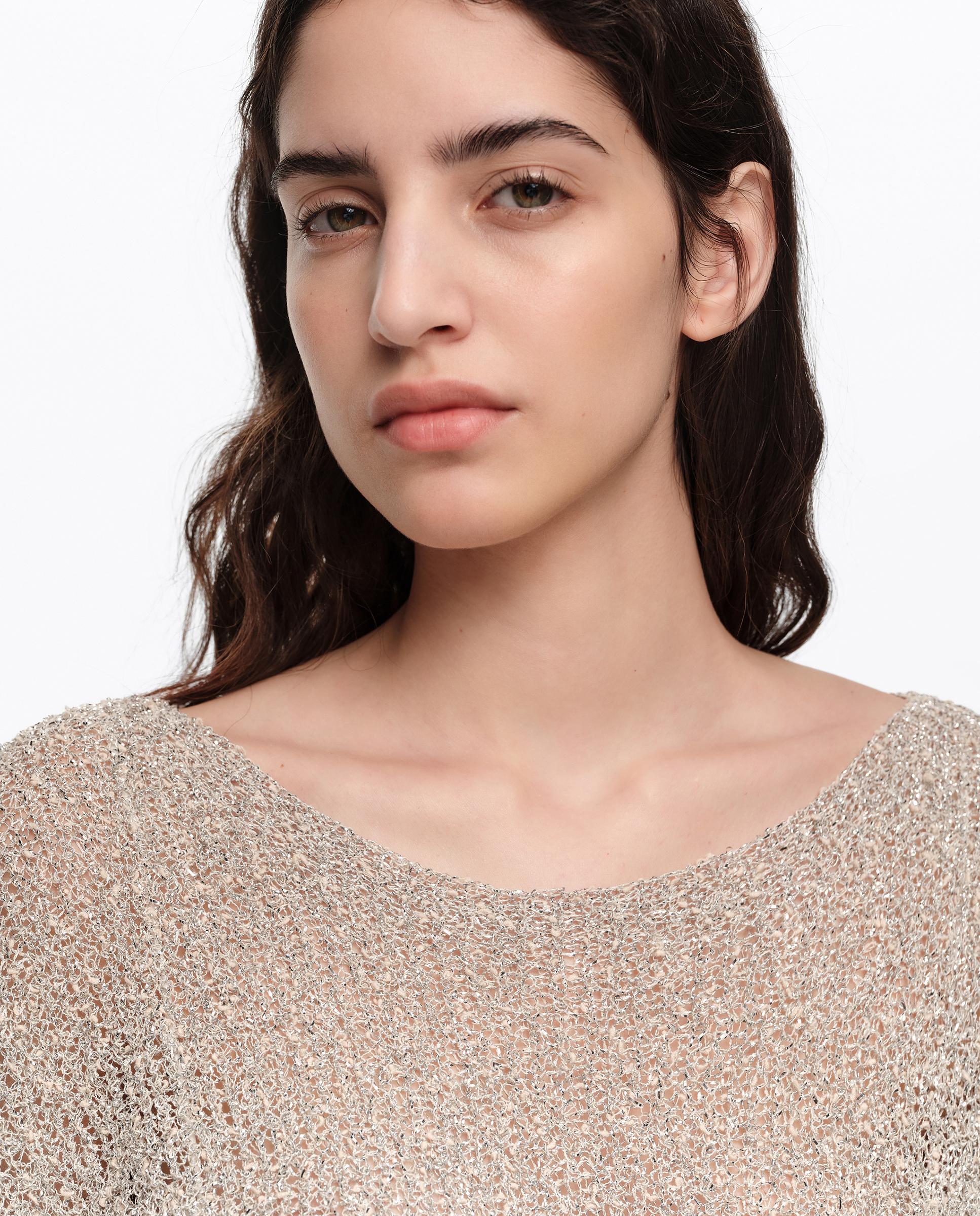 Camisola com Manga Morcego Metalizada Dourado-2