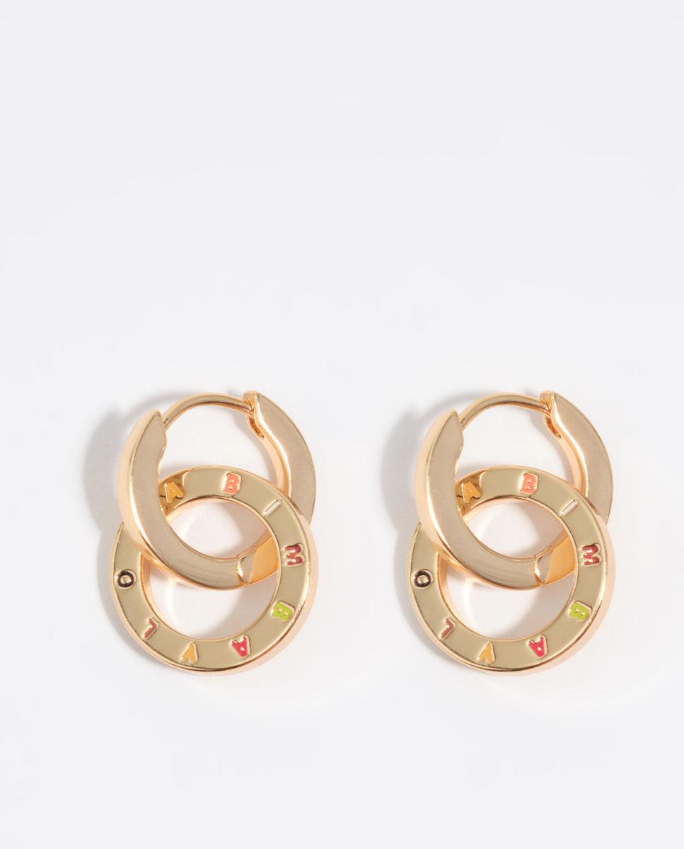 Brincos Duplo Aro com Logo Dourado-1