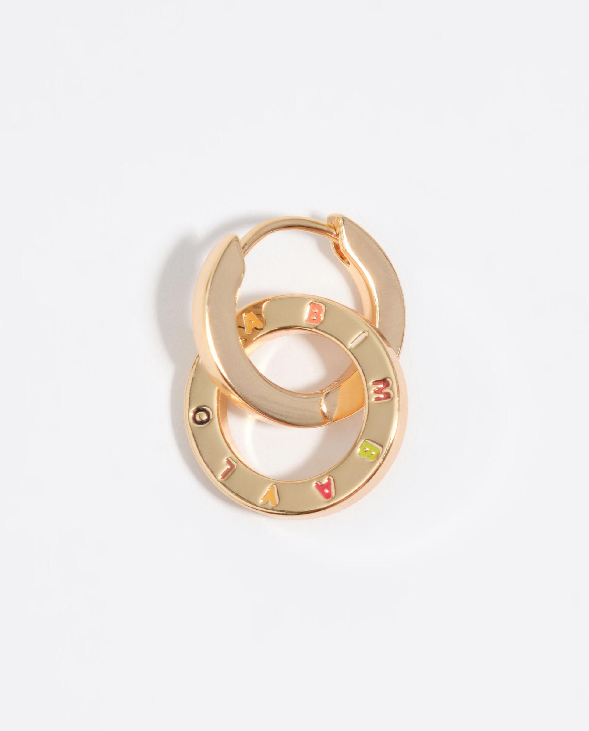 Brincos Duplo Aro com Logo Dourado-2