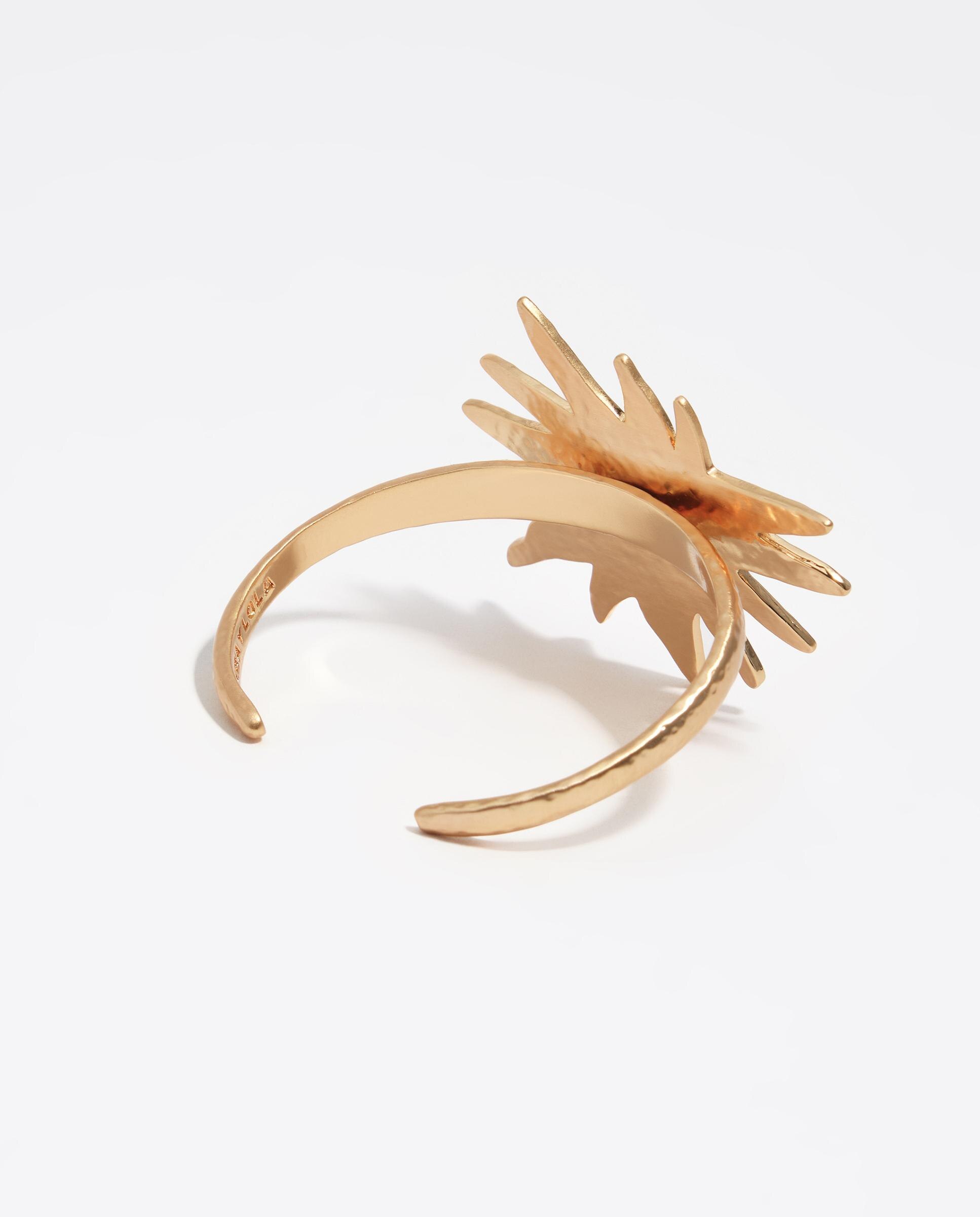 Pulseira Rígida Sol com Textura em Dourado Escovado Dourado-3