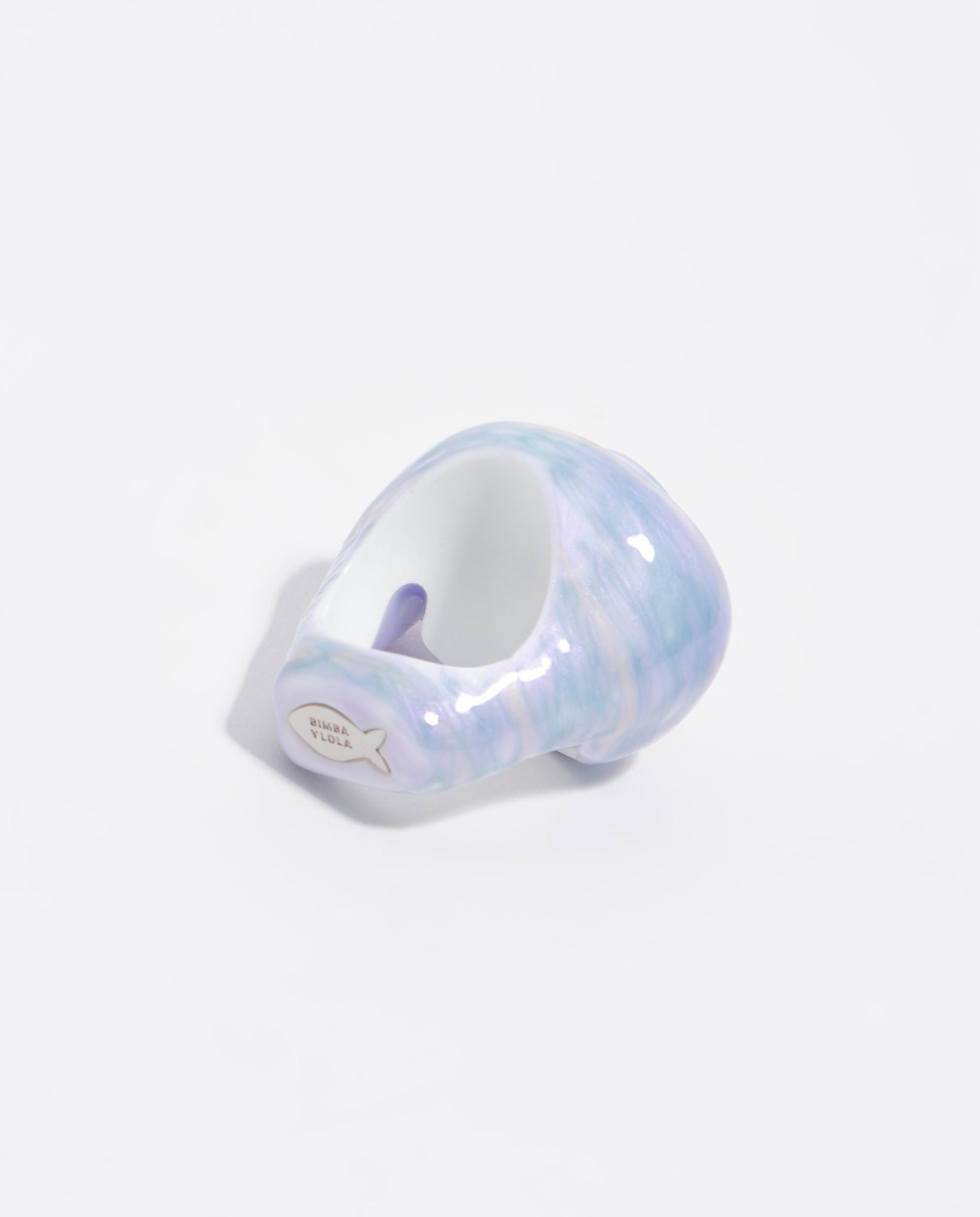 Anel Caracola de Resina Esmaltada Azul-3