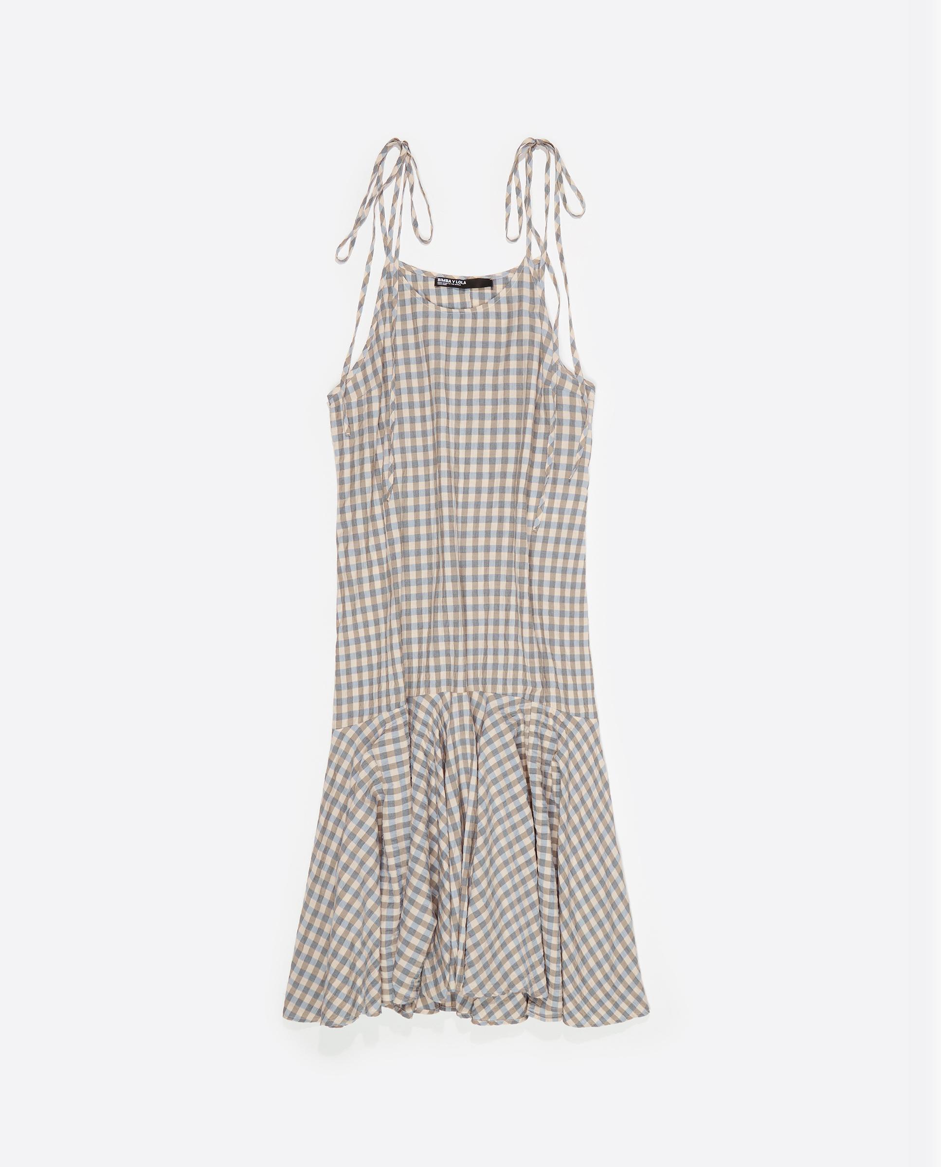 Vestido Midi Aos Quadrados com Alças Azul-claro-5