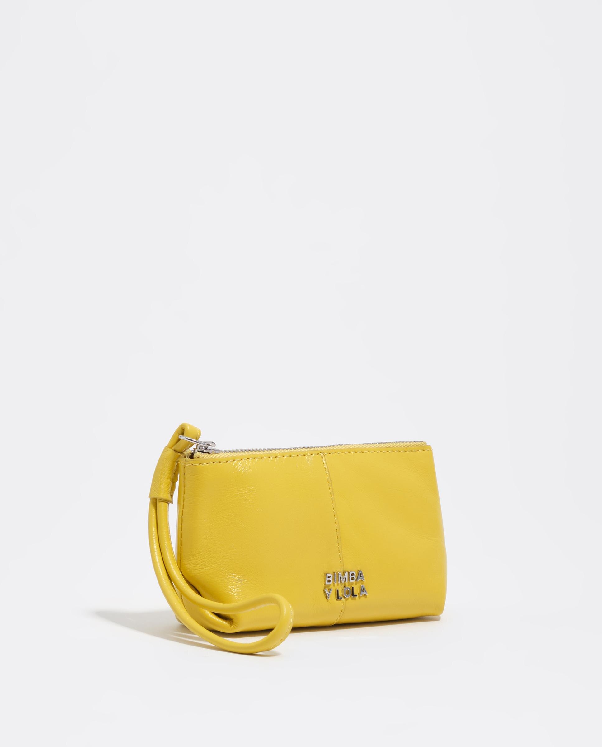 Porta-moedas de Pele em Amarelo Amarelo-2