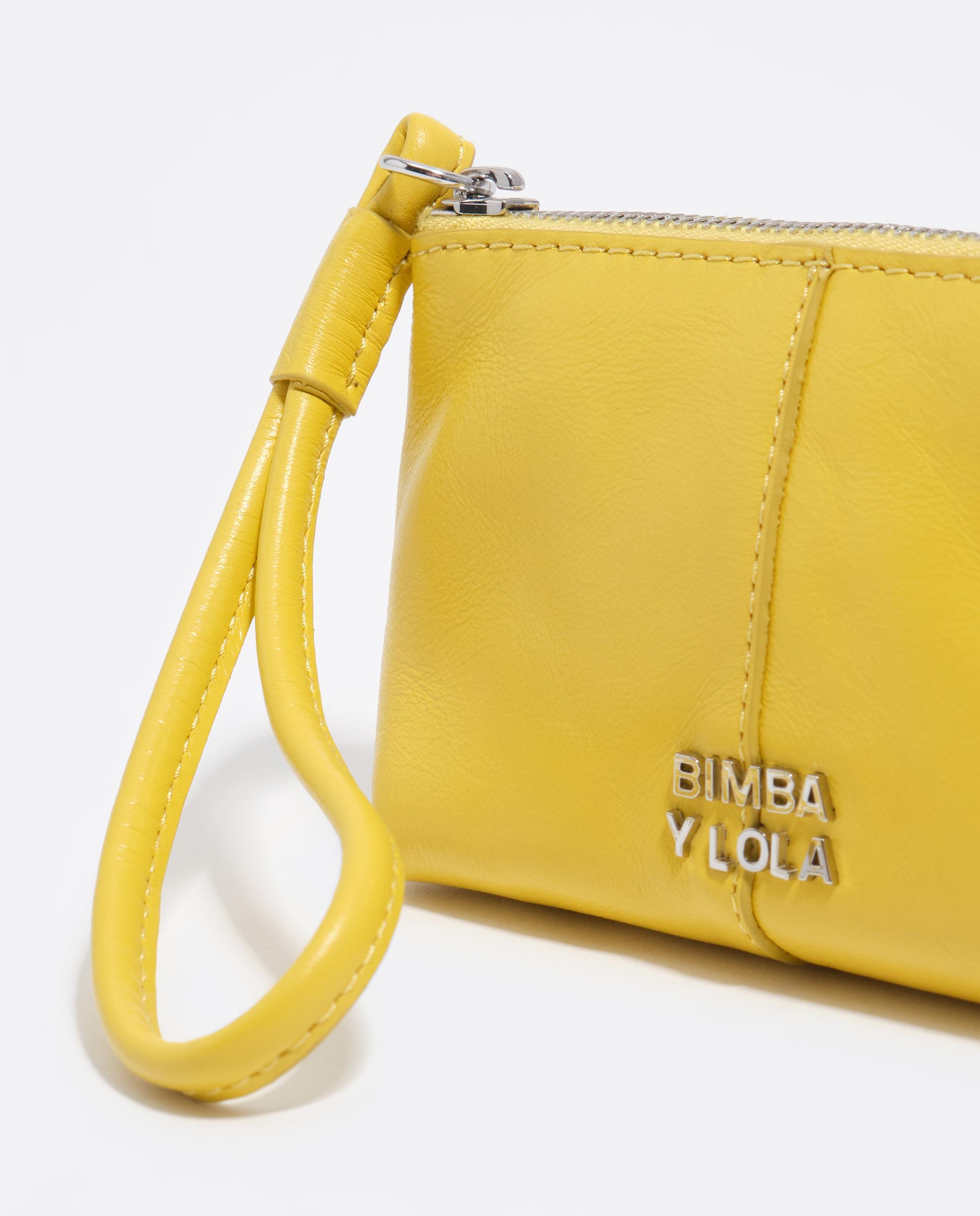 Porta-moedas de Pele em Amarelo Amarelo-3