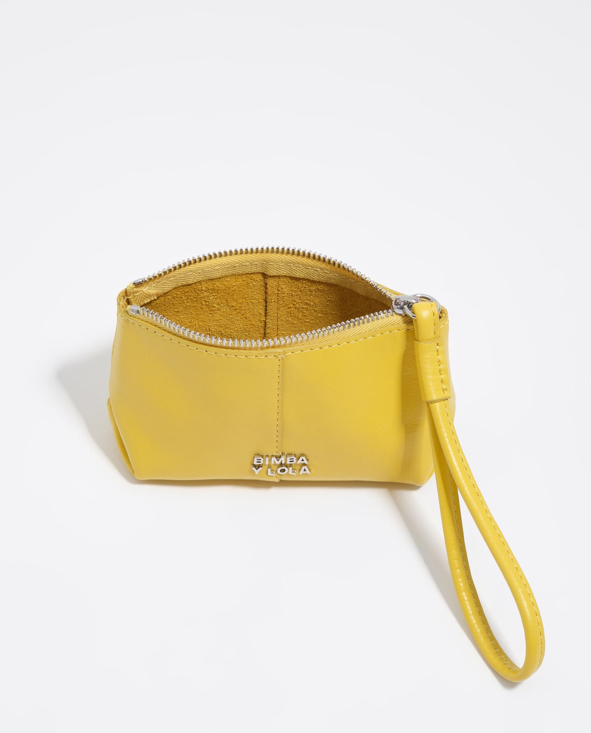 Porta-moedas de Pele em Amarelo Amarelo-4