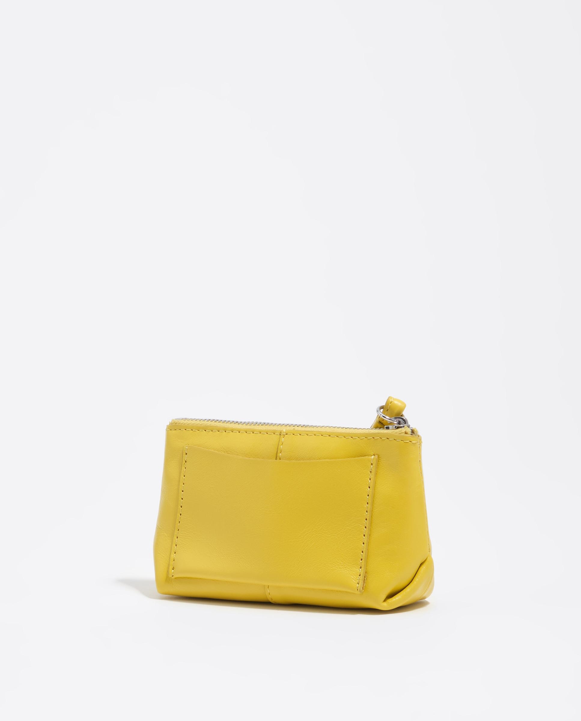 Porta-moedas de Pele em Amarelo Amarelo-5