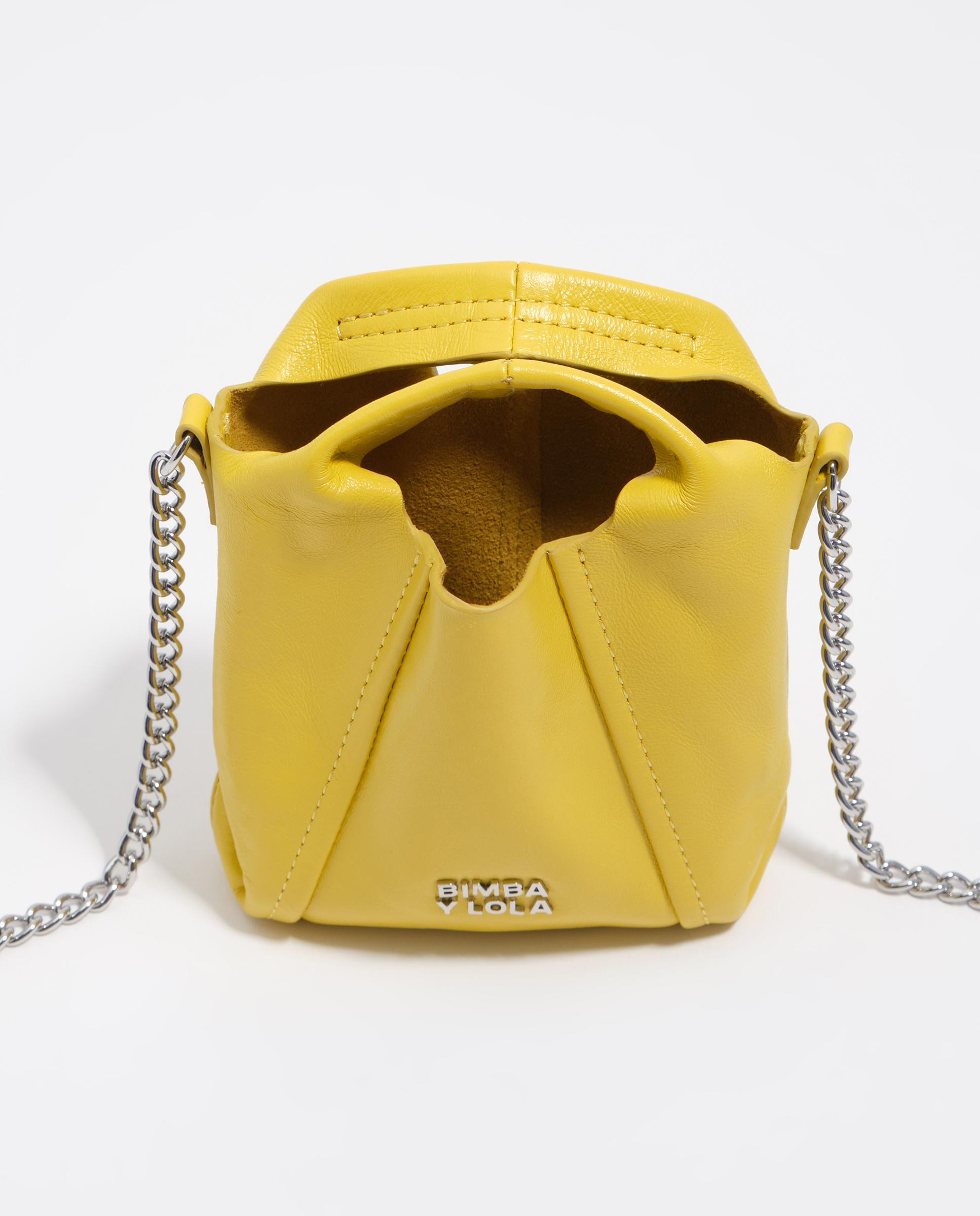 Mala a Tiracolo Paper Micro Pele Amarelo-5