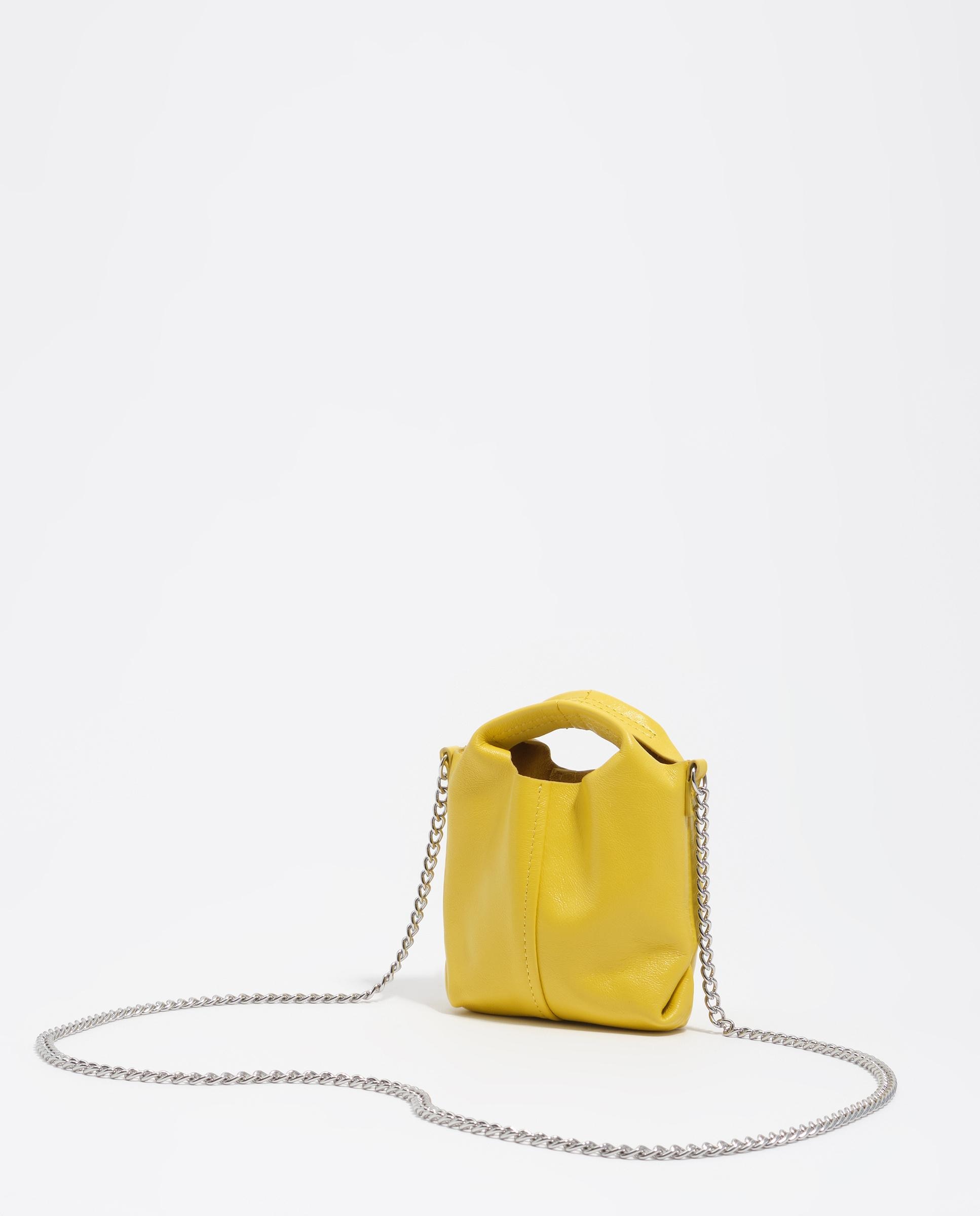 Mala a Tiracolo Paper Micro Pele Amarelo-6