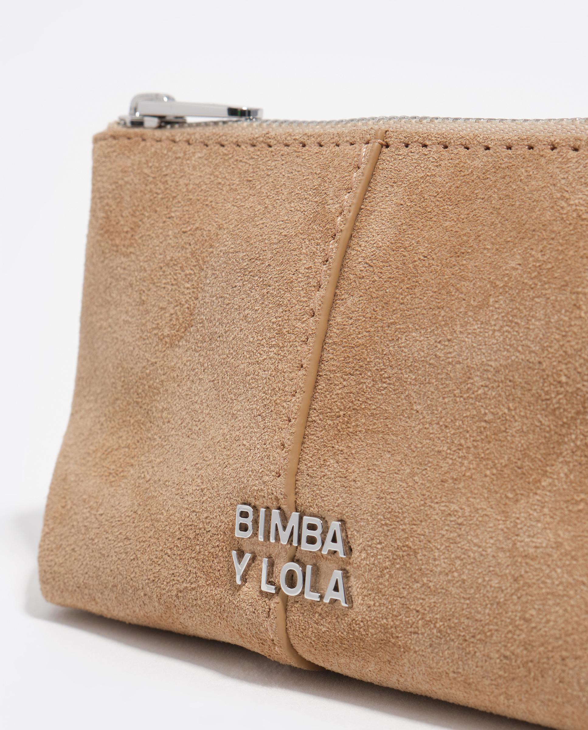 Porta-moedas em Pele 100% com Logo Bege-2