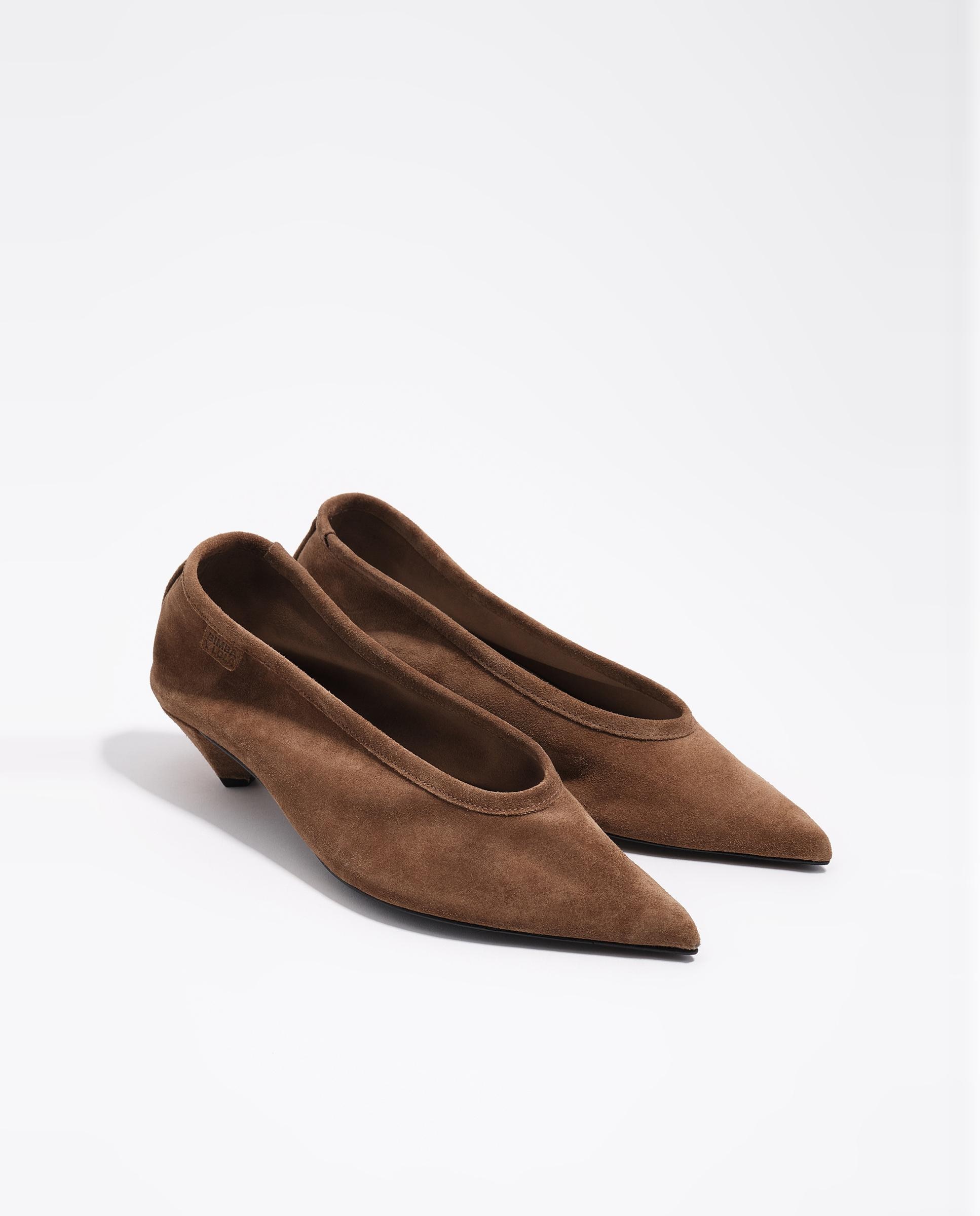 Sapatos de Salto em Camurça de Salto Médio Taupe-3