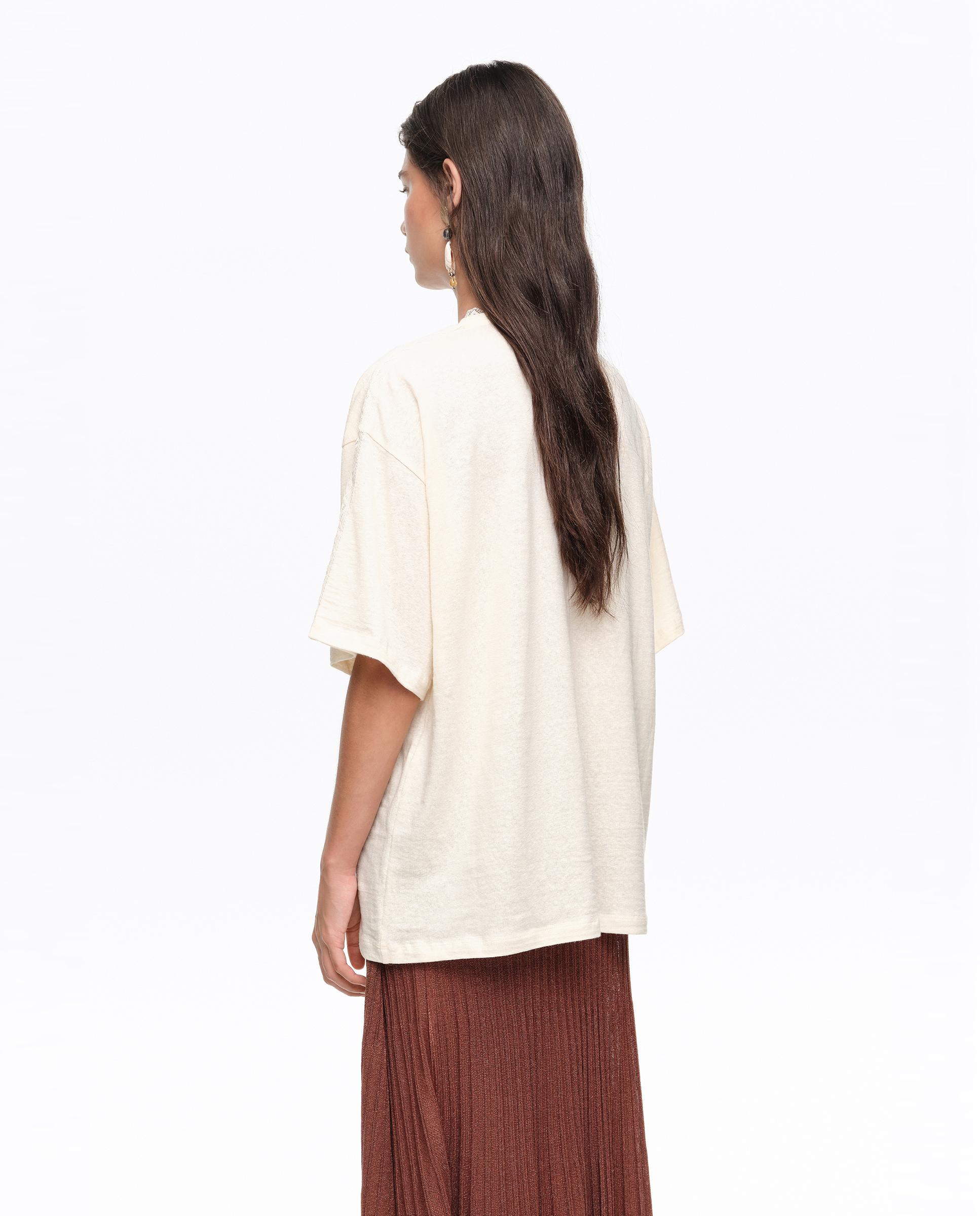 T-shirt Oversize com Desenho Frontal Natural-4