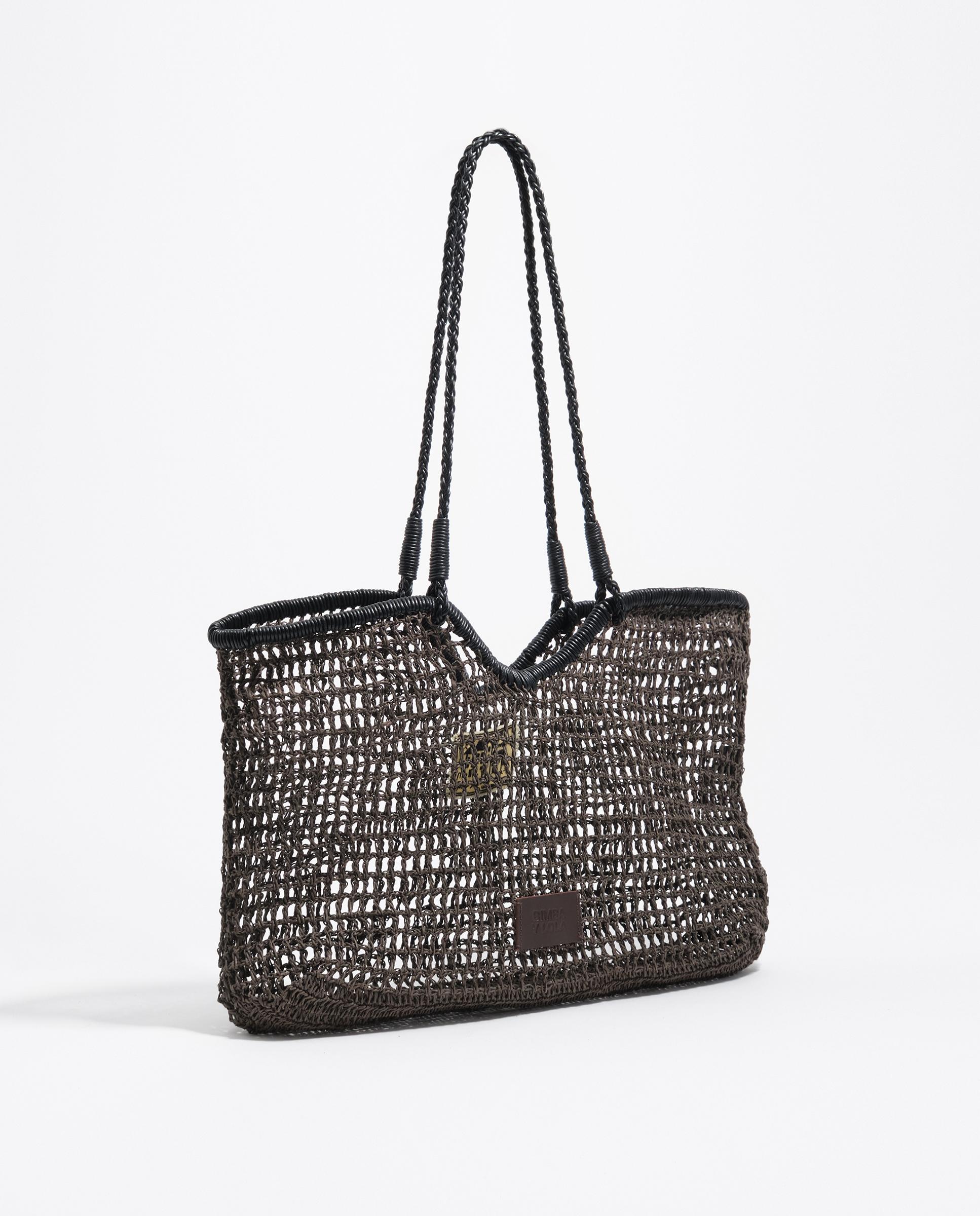 Mala Shopper Grande Efeito Ráfia Castanho-chocolate-2