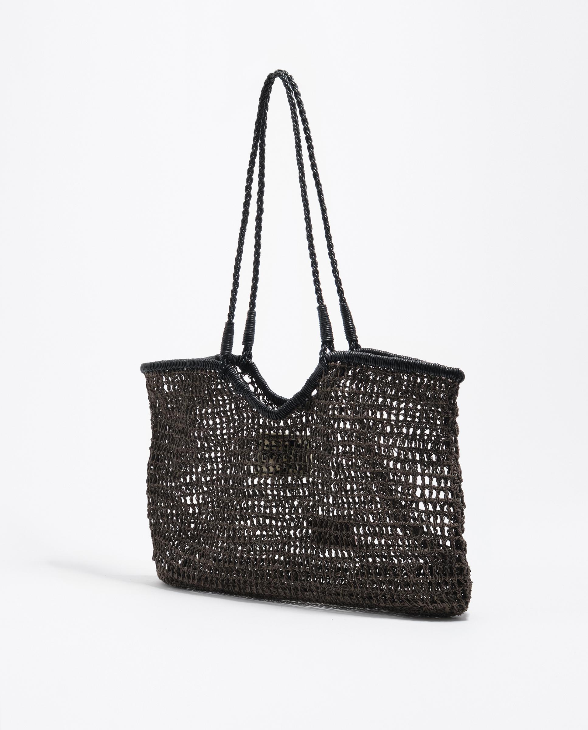 Mala Shopper Grande Efeito Ráfia Castanho-chocolate-6