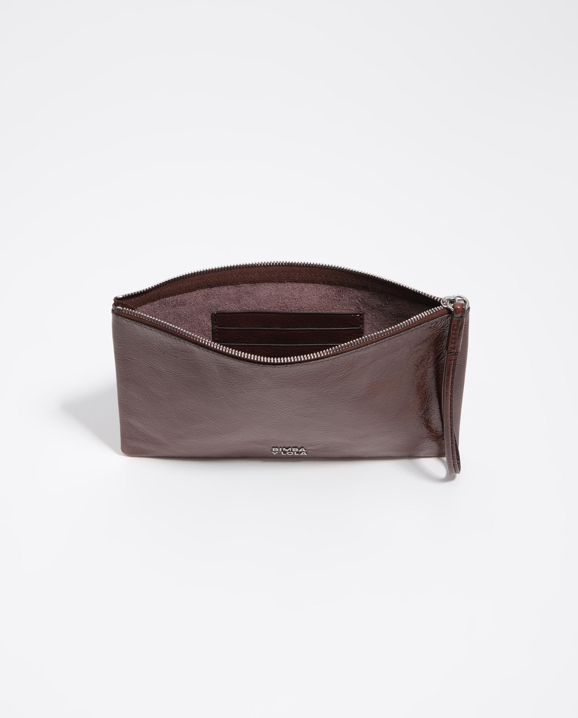 Porta-moedas de Pele com Fecho Zip Castanho-3