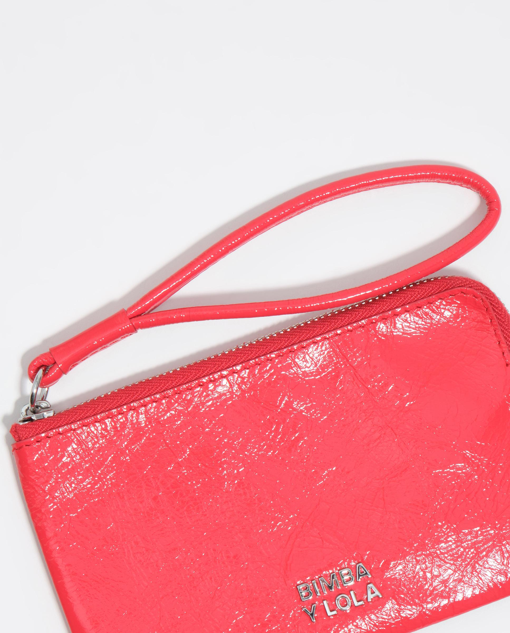 Porta-moedas de Pele com Alça de Mão Vermelho-2