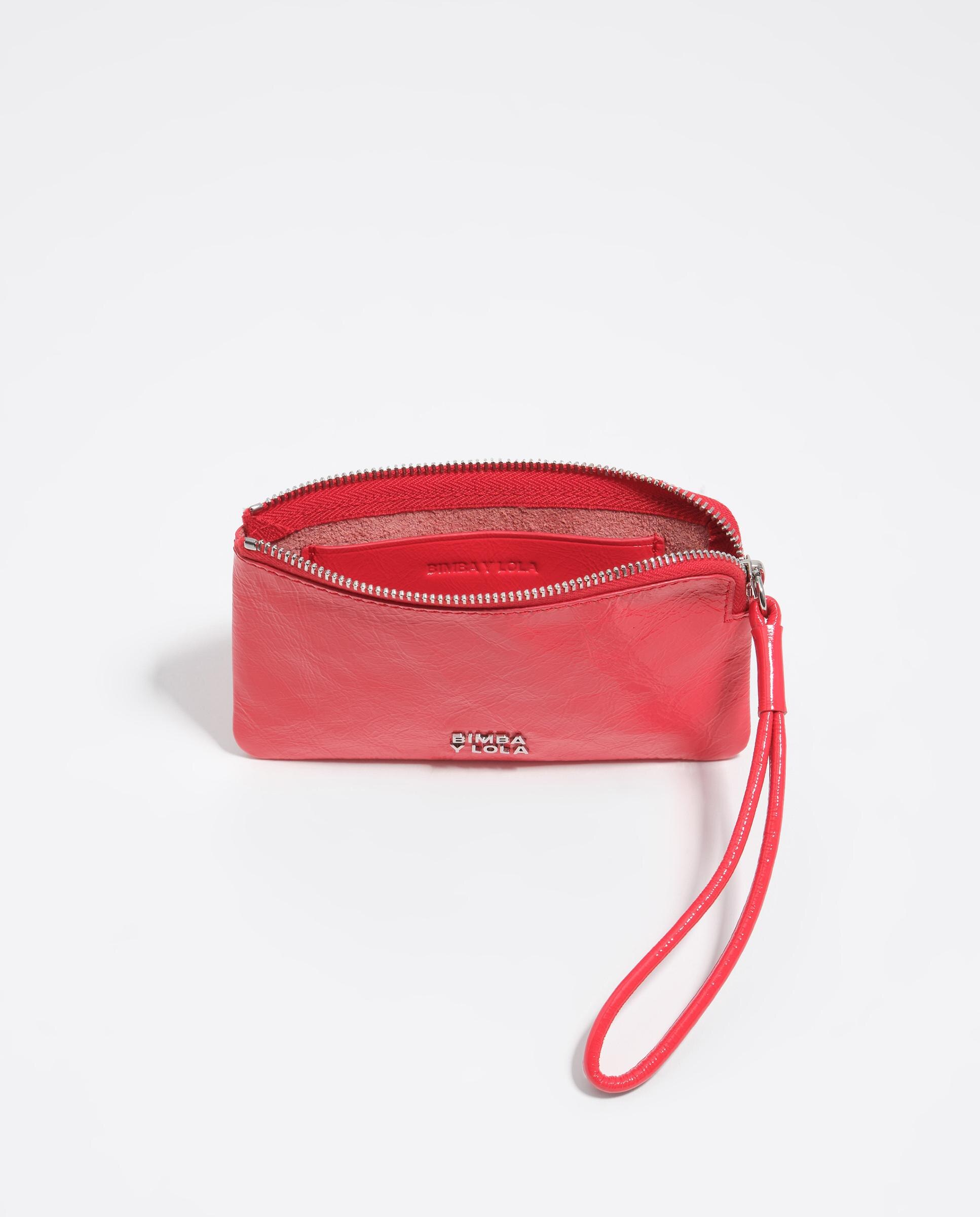 Porta-moedas de Pele com Alça de Mão Vermelho-3