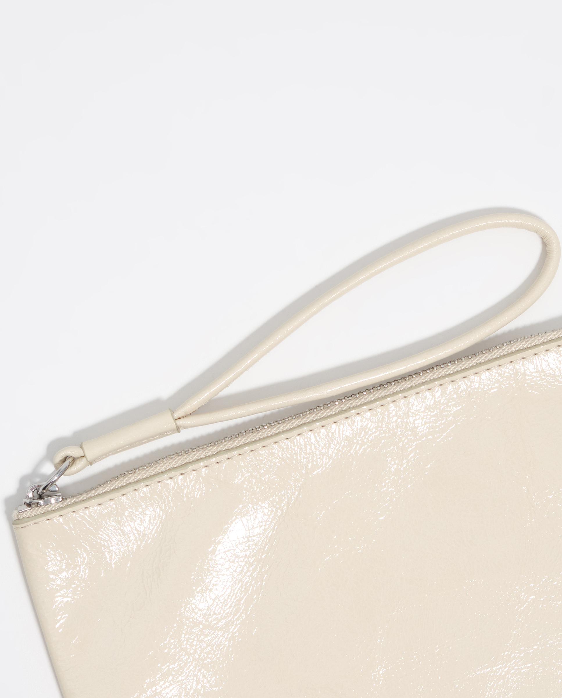 Porta-moedas de Pele com Fecho Zip Marfim-2