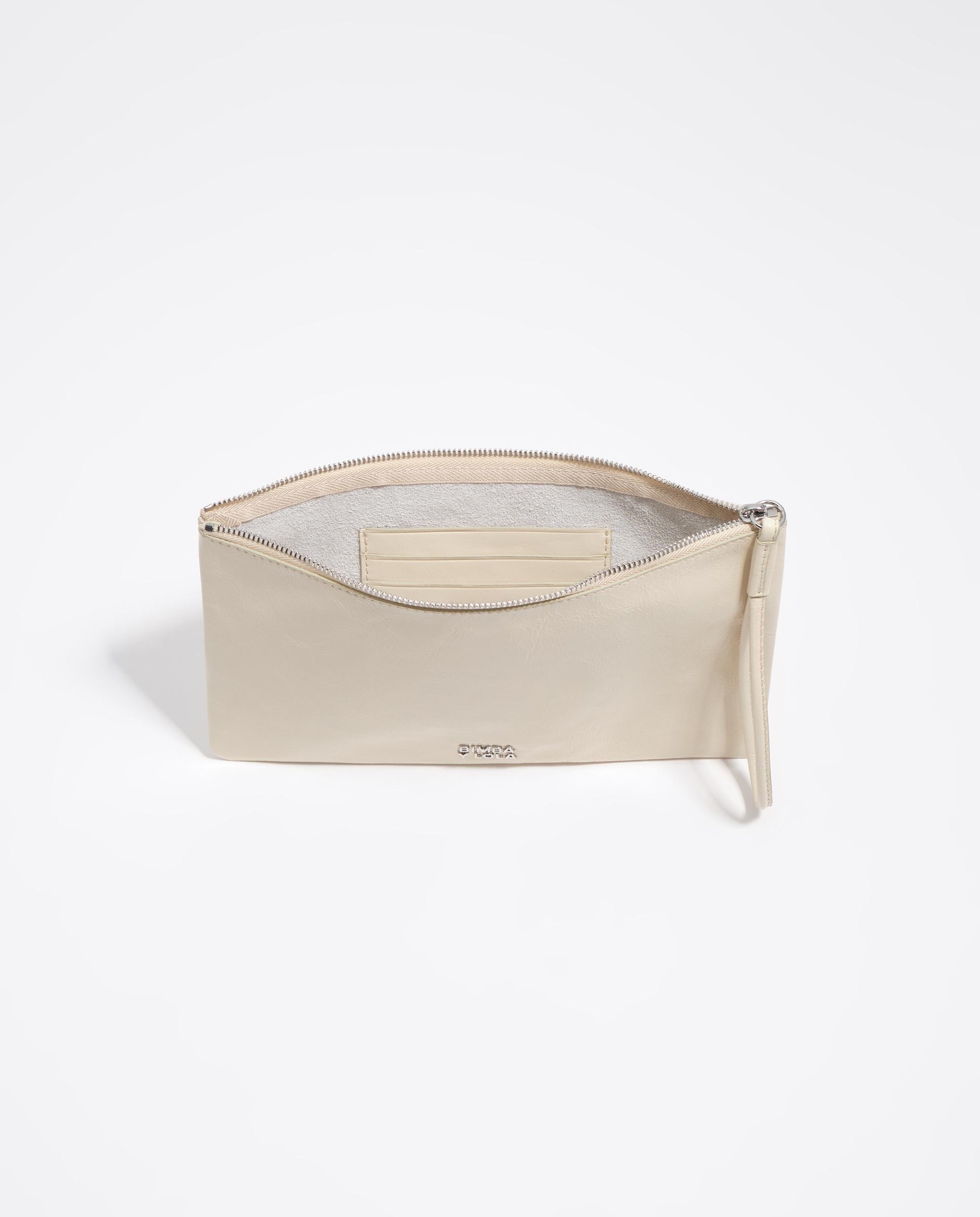 Porta-moedas de Pele com Fecho Zip Marfim-3
