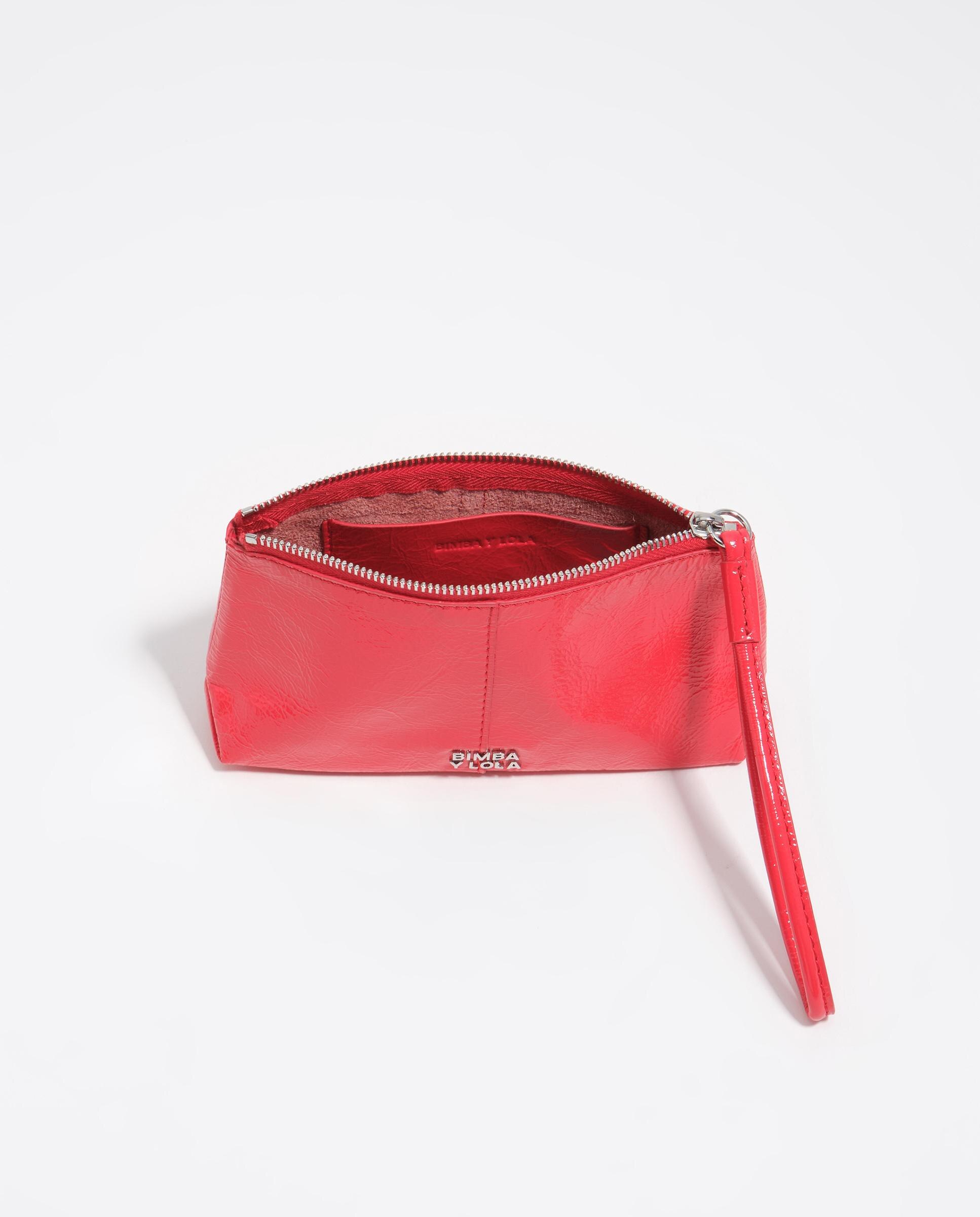 Porta-moedas de Pele com Alça de Mão Vermelho-3