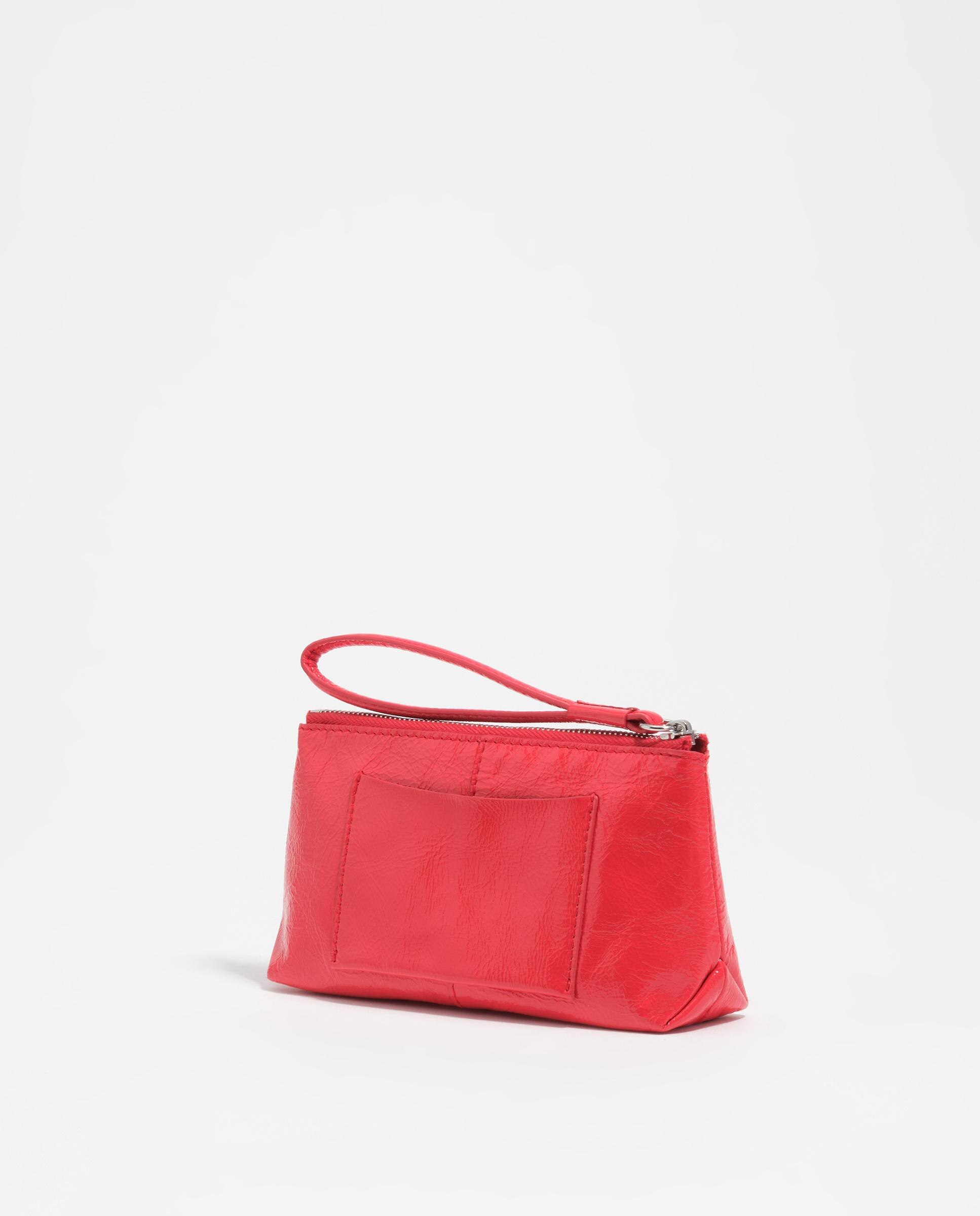 Porta-moedas de Pele com Alça de Mão Vermelho-4