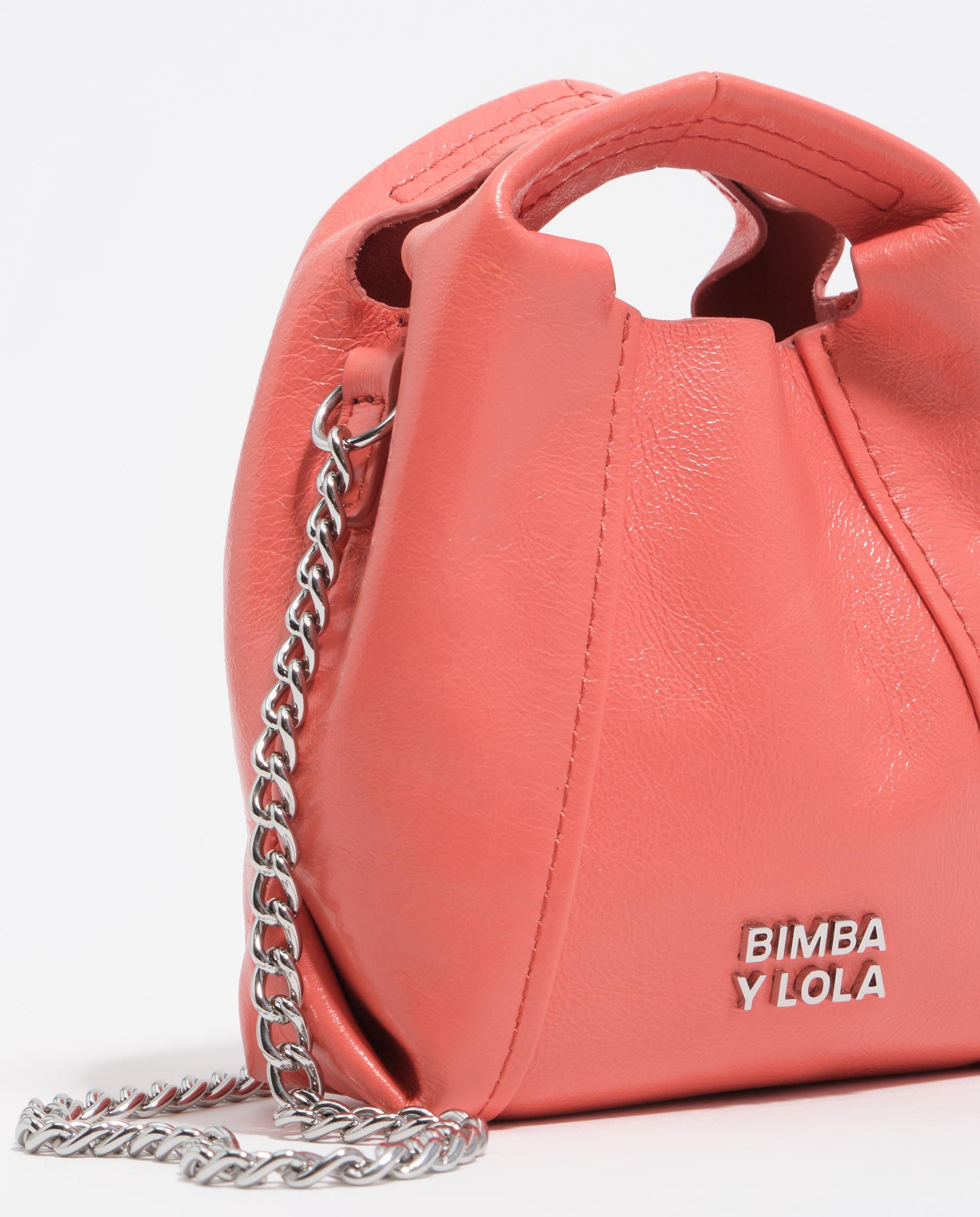 Mala de Ombro Micro de Pele com Alça de Corrente Coral-2