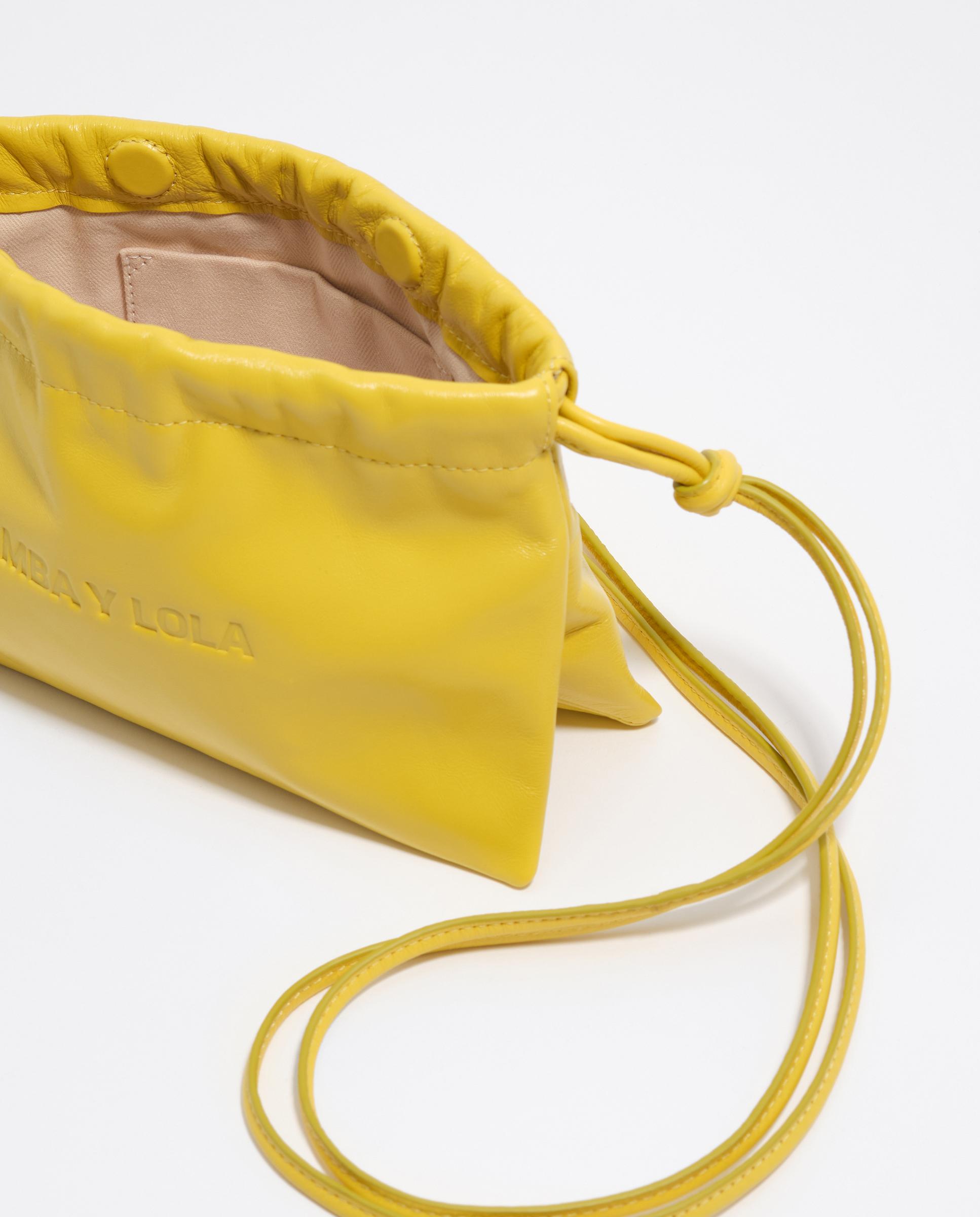 Mala de Mão Sobre Mini Pele Amarelo-5