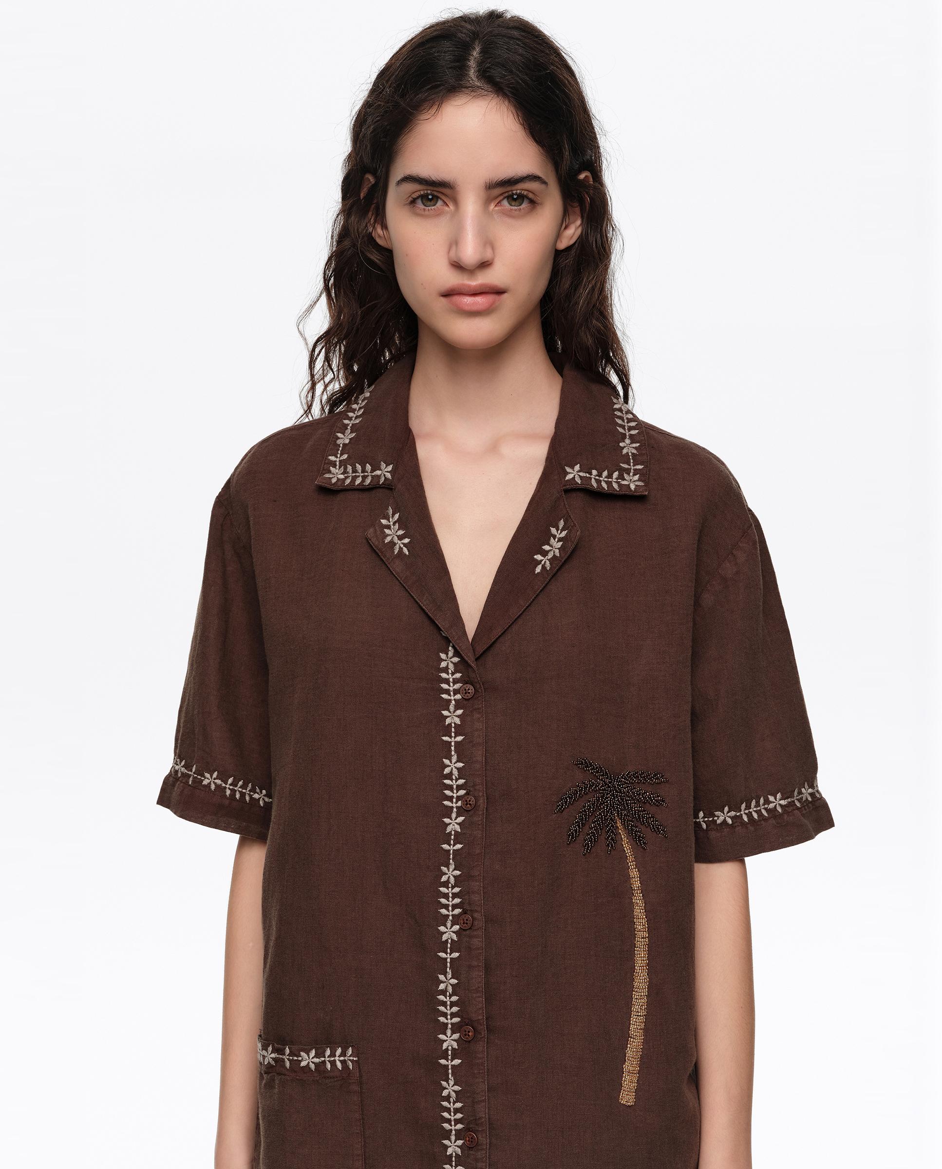 Camisa de Linho Castanho-2