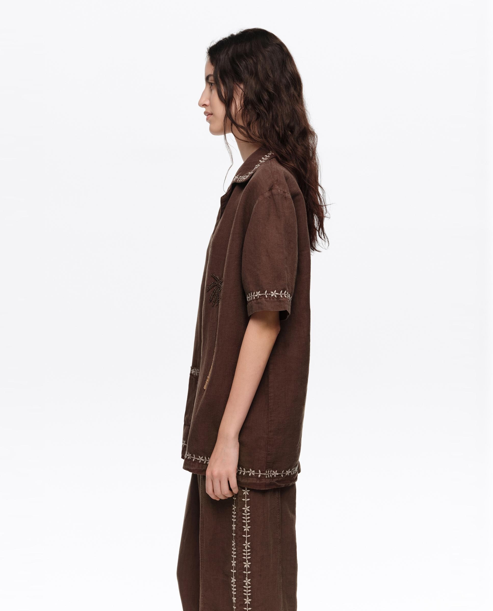 Camisa de Linho Castanho-3